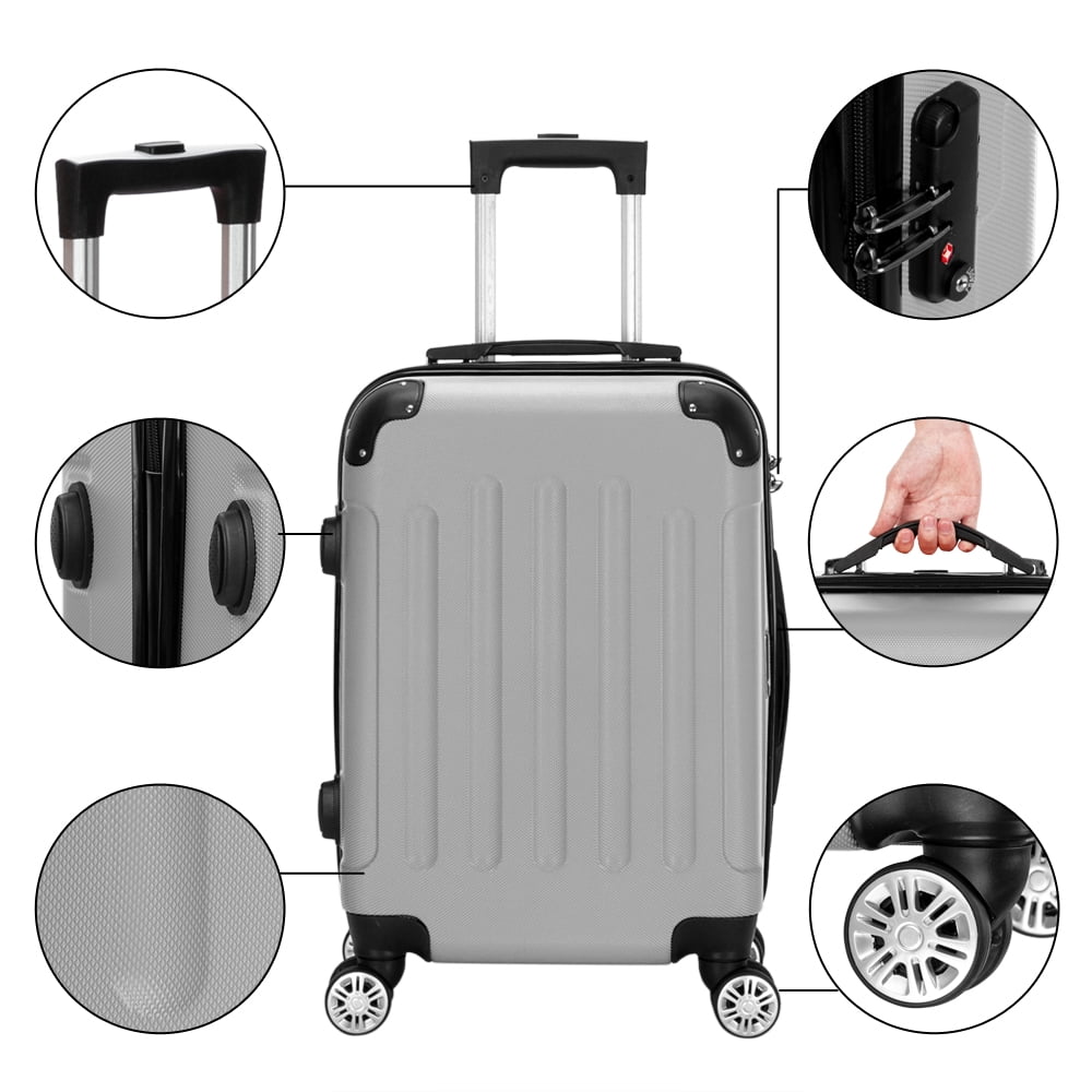 Ktaxon Luggage 3 Piece Sets, ABS Hardside Lightweight Suitcase with TSA Lock Spinner Wheels, 20in 24in 28in, Gray - Image 2