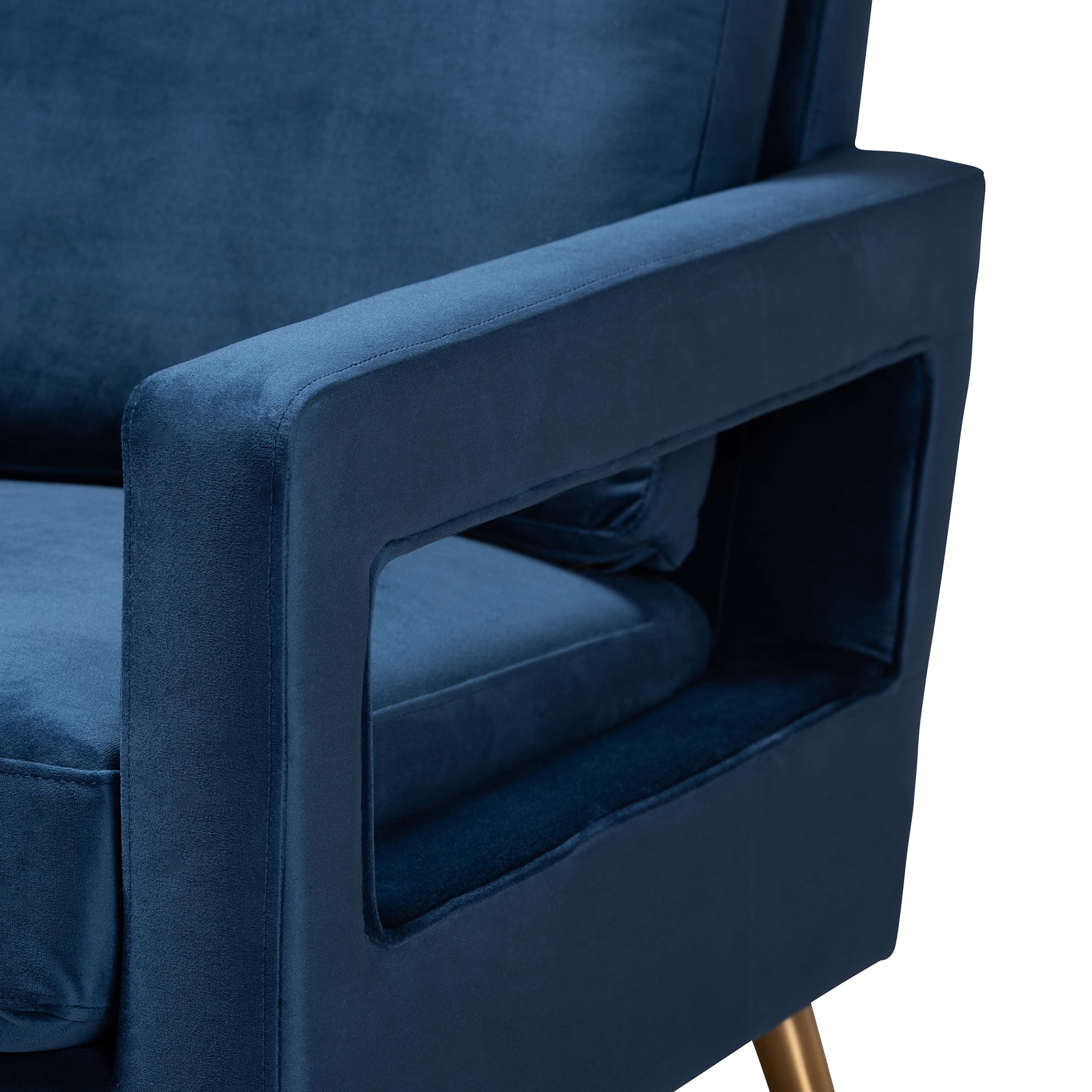 Baxton Studio Leland Wingback Chair, Navy Blue - Image 5