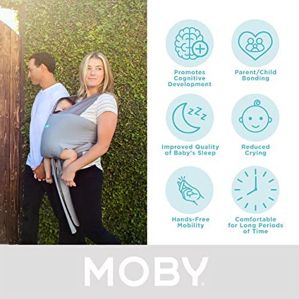 Moby Wrap Easy-Wrap Carrier, Hands-Free Baby Carrier for Newborns, 2-Position, Smoked Pearl - Image 4