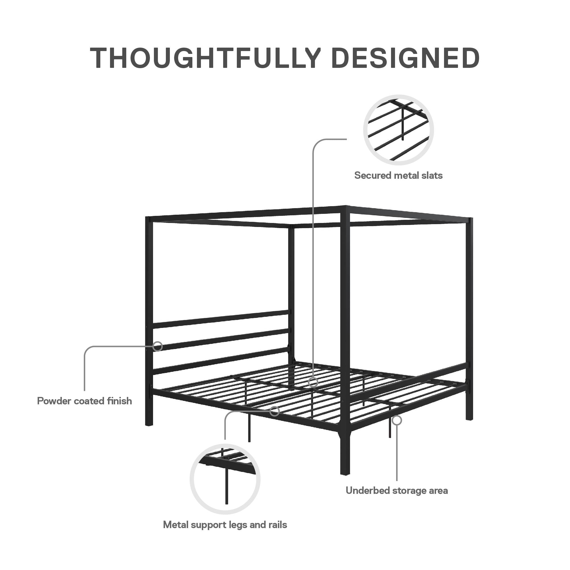 DHP Modern Metal Canopy Bed, King, Black - Image 4