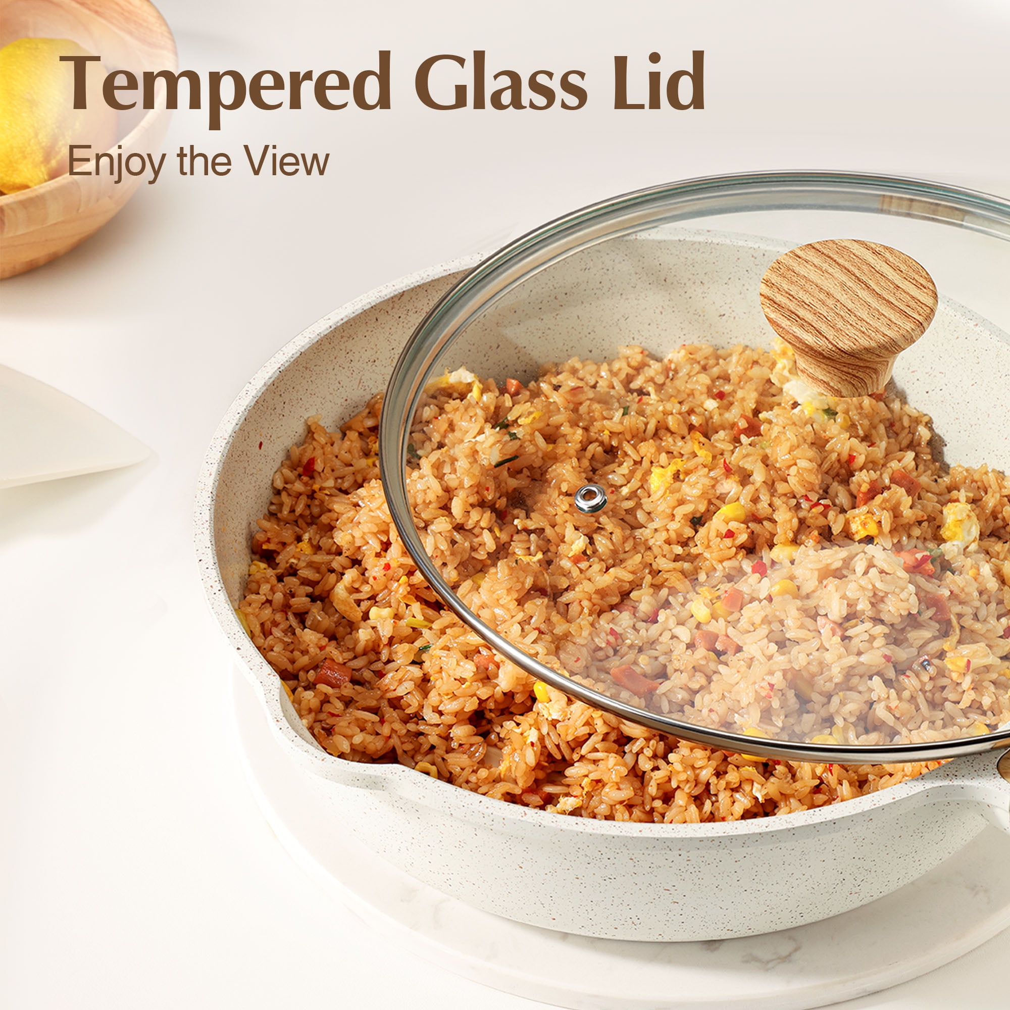 SENSARTE Ceramic Nonstick Pots and Pans Set, 17Pcs Healthy Non Stick Cookware Set with Pots Protectors, Induction Kitchen Cookware Sets White - Image 8