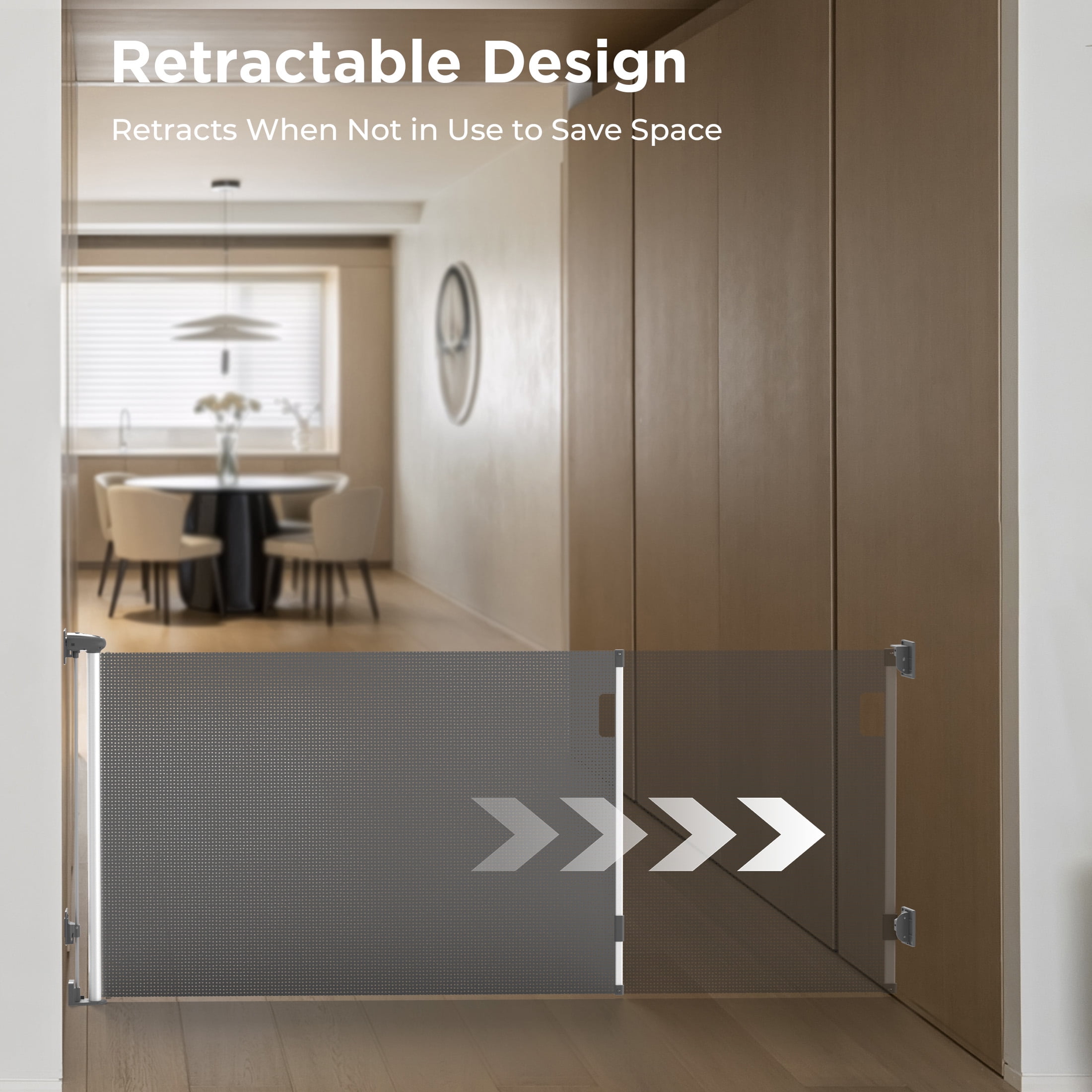 Fxcoia Retractable Baby Gate 71"Wide×38"Tall,Safety Mesh Dog Gates for Doorways & Stairs,Gray - Image 8