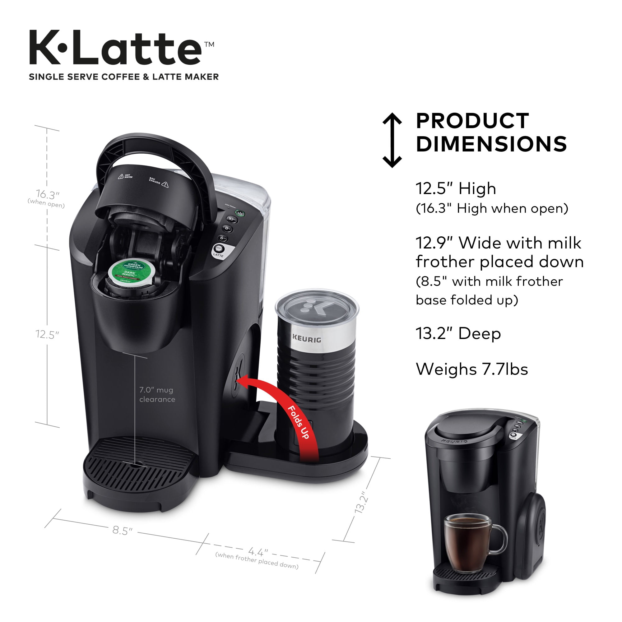 Keurig K-Latte Single Serve K-Cup Coffee and Latte Maker, Black - Image 10