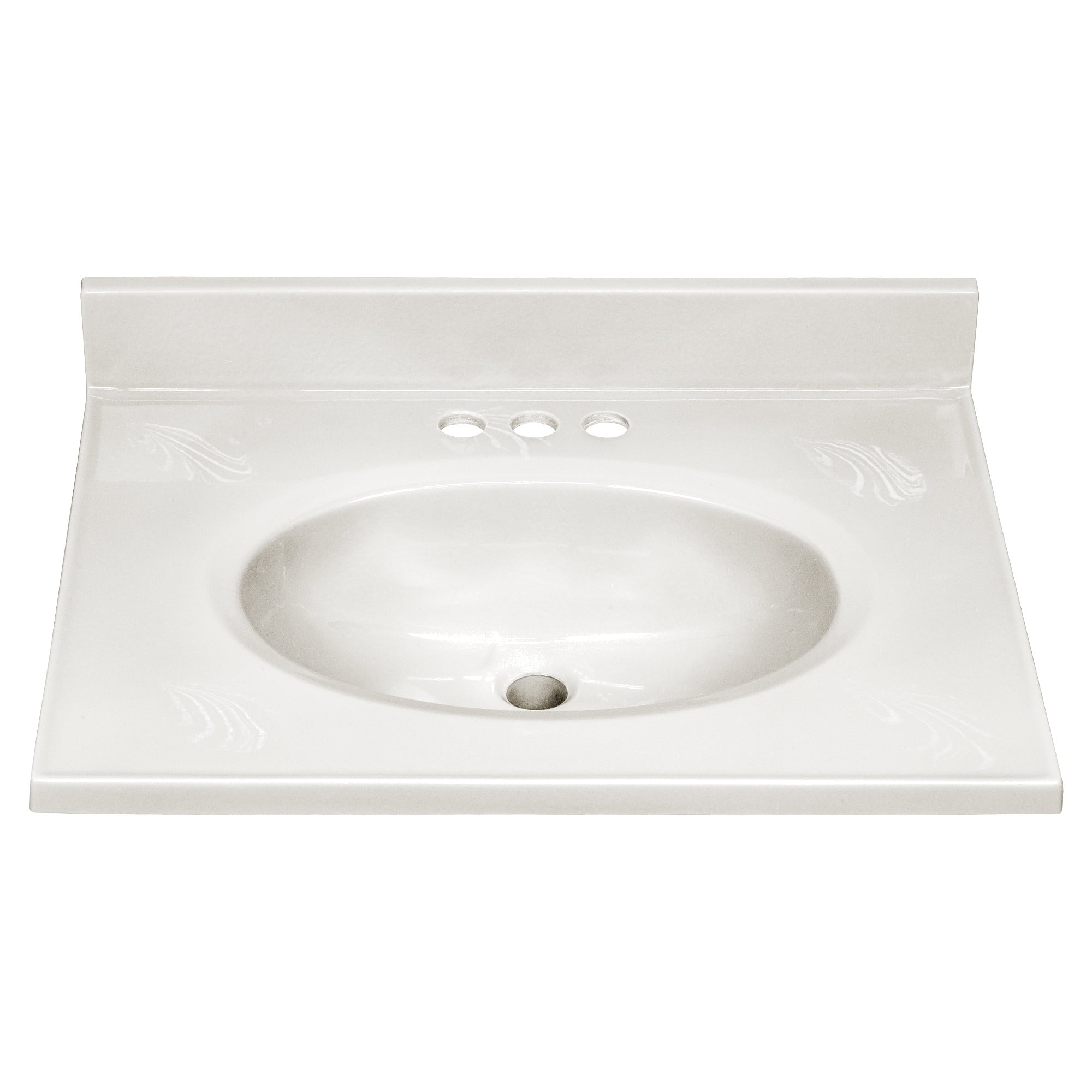 Design House Cultured Marble Ivory Swirl 25" x 19" Single Bowl Vanity Top with Centerset Mount and Backsplash - Image 11