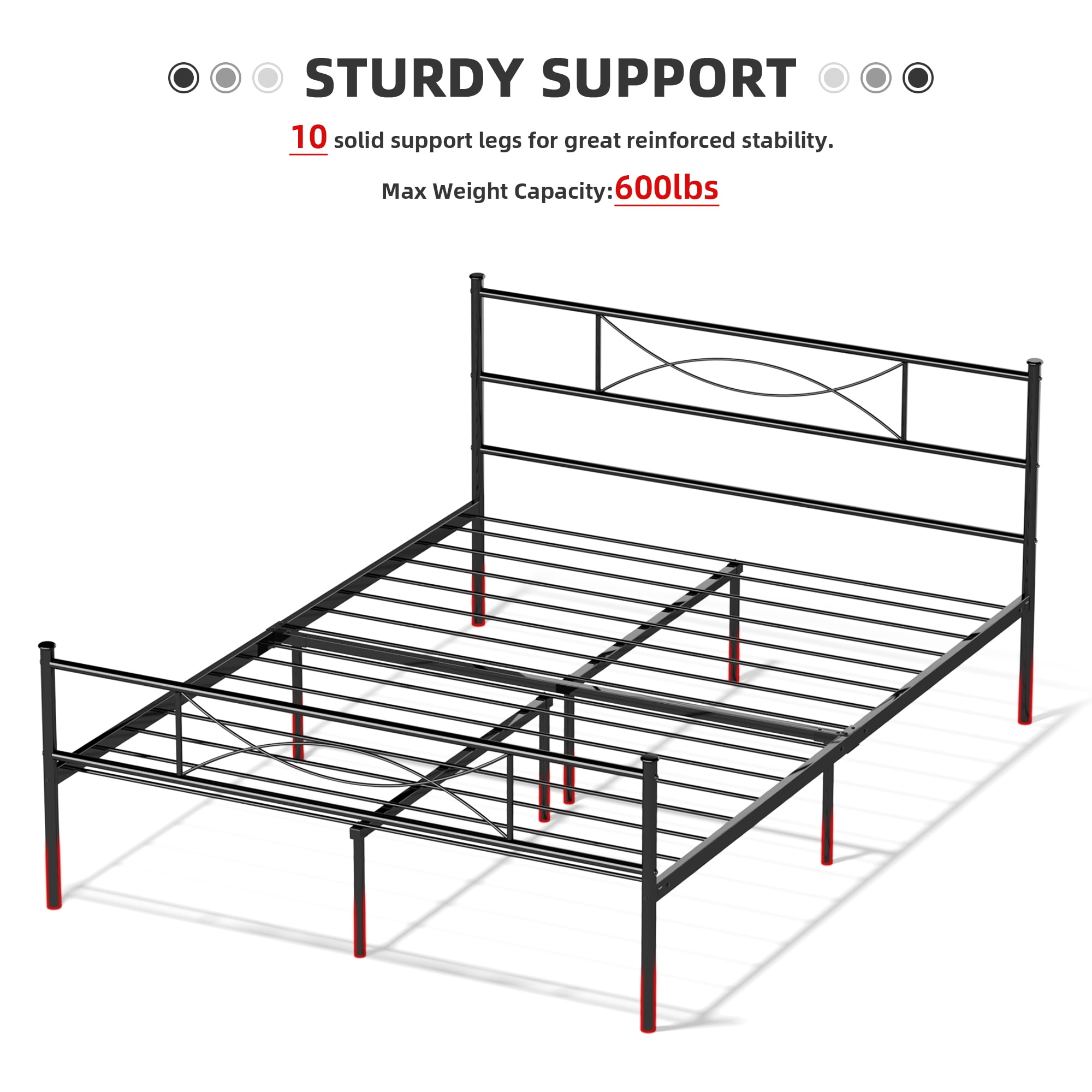 Yoneston Easy Set-up Premium Full Size Metal Platform Bed, Black - Image 5
