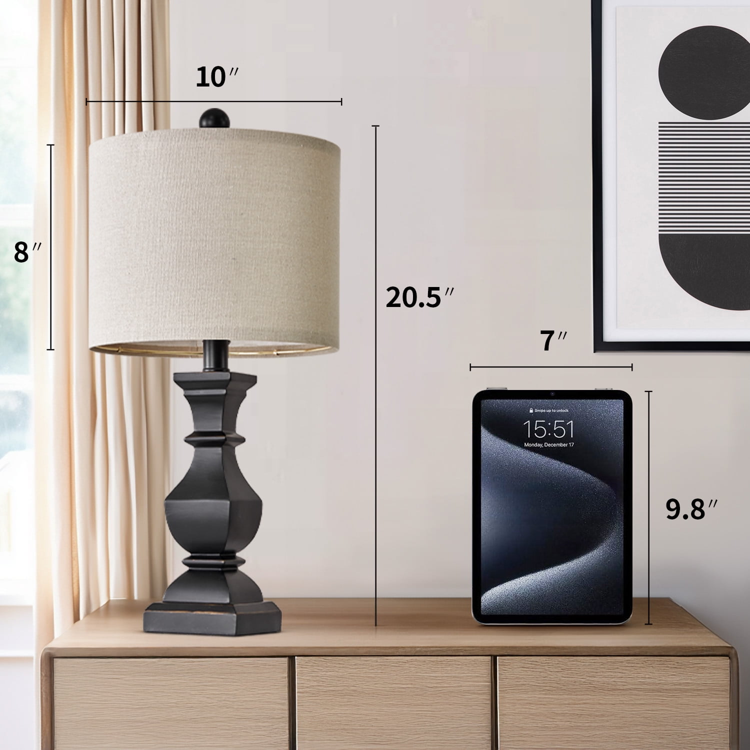 Oneach Retro Table Lamps Set of 2 Nightstands Lamps for Bedroom Living Room 20.5" Vintage Rustic Bedside Lamp - Image 2