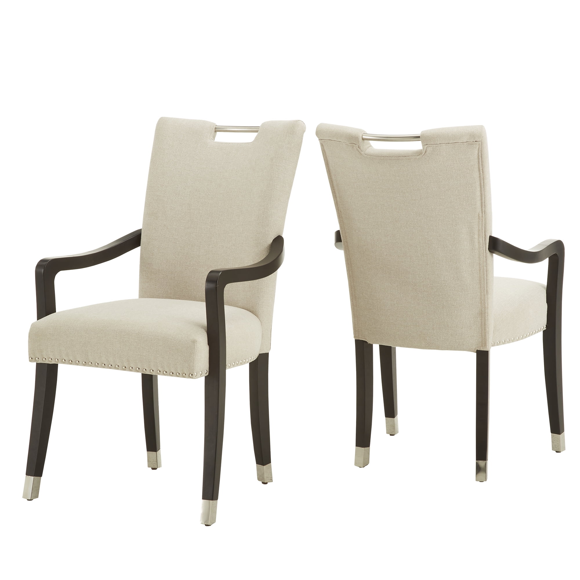 Weston Home Priscilla Heathered Weave Parson Dining Chair, Set of 2, With Arms, Beige - Image 8