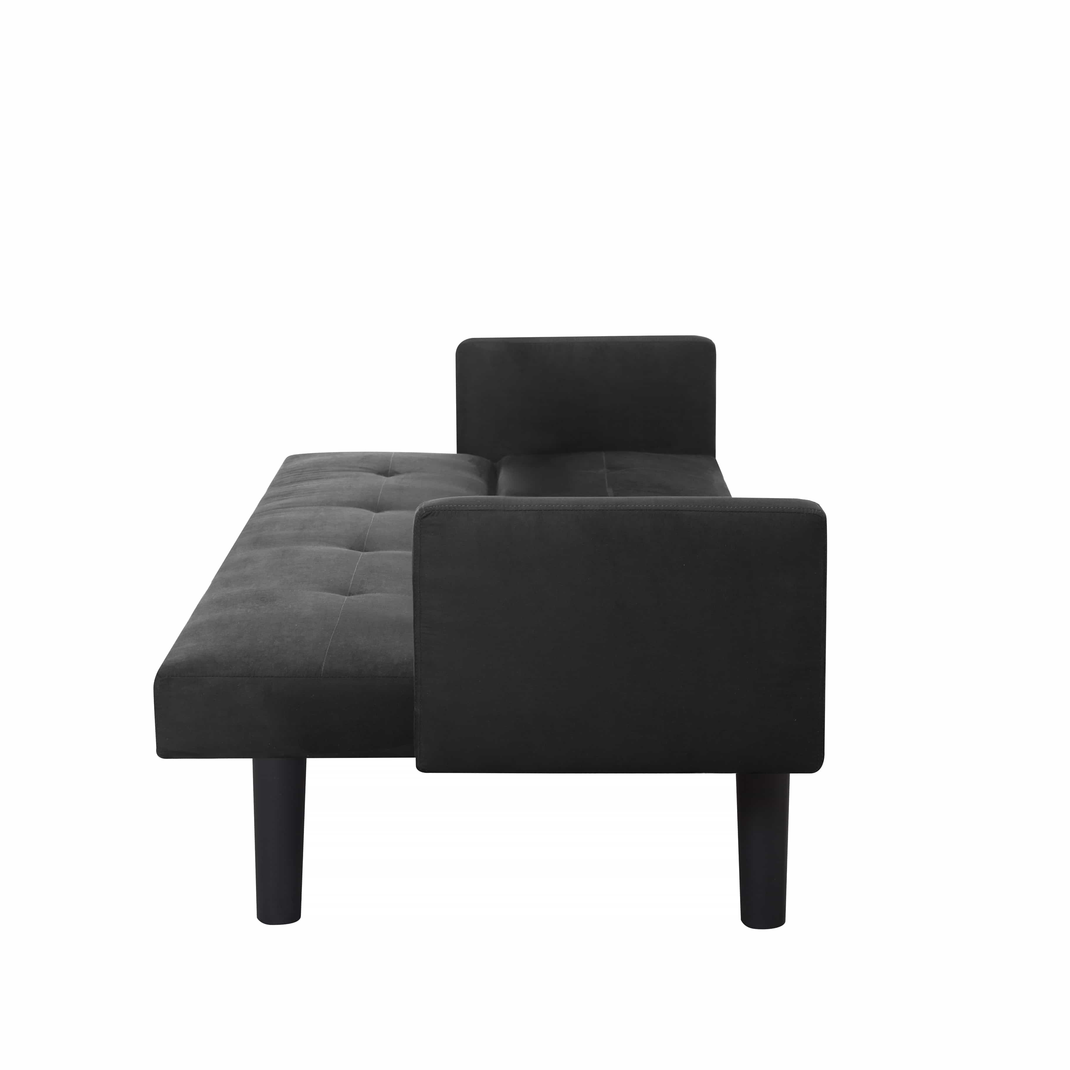 BSHTI 74.8” Futon Sofa Bed,Dark Gray Faux Suede Upholstered,Twin Size Convertible Sofa,3 Adjustable Backrest Positions,Home,Office,and Guest Room - Image 8