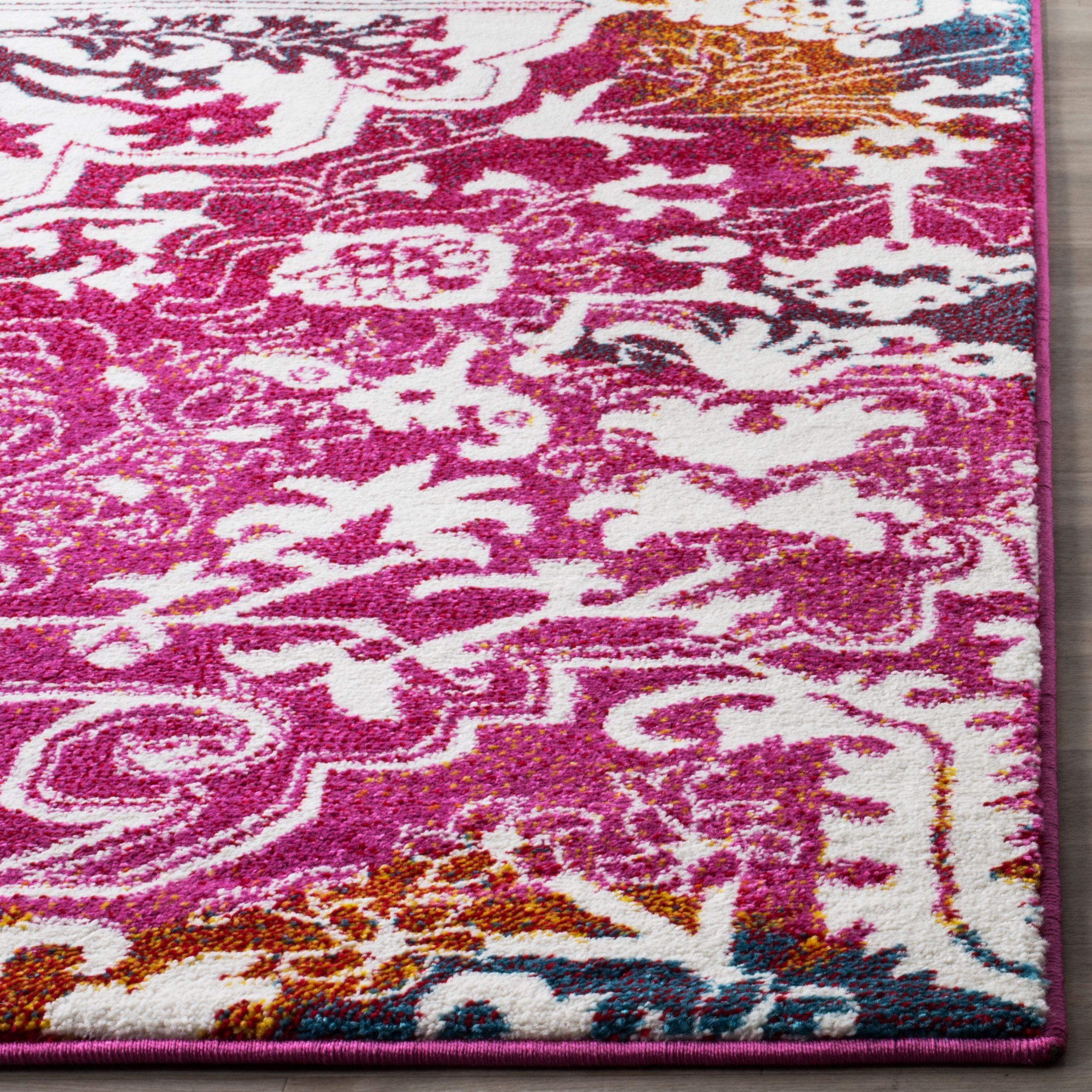 SAFAVIEH Watercolor Daven Abstract Colorful Area Rug, Ivory/Fuchsia, 5'3" x 7'6" - Image 6