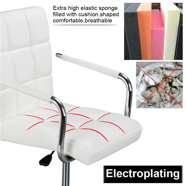 Renwick Desk Chairs Height Adjustable PU Leather Stylish Office Chair, White - Image 5