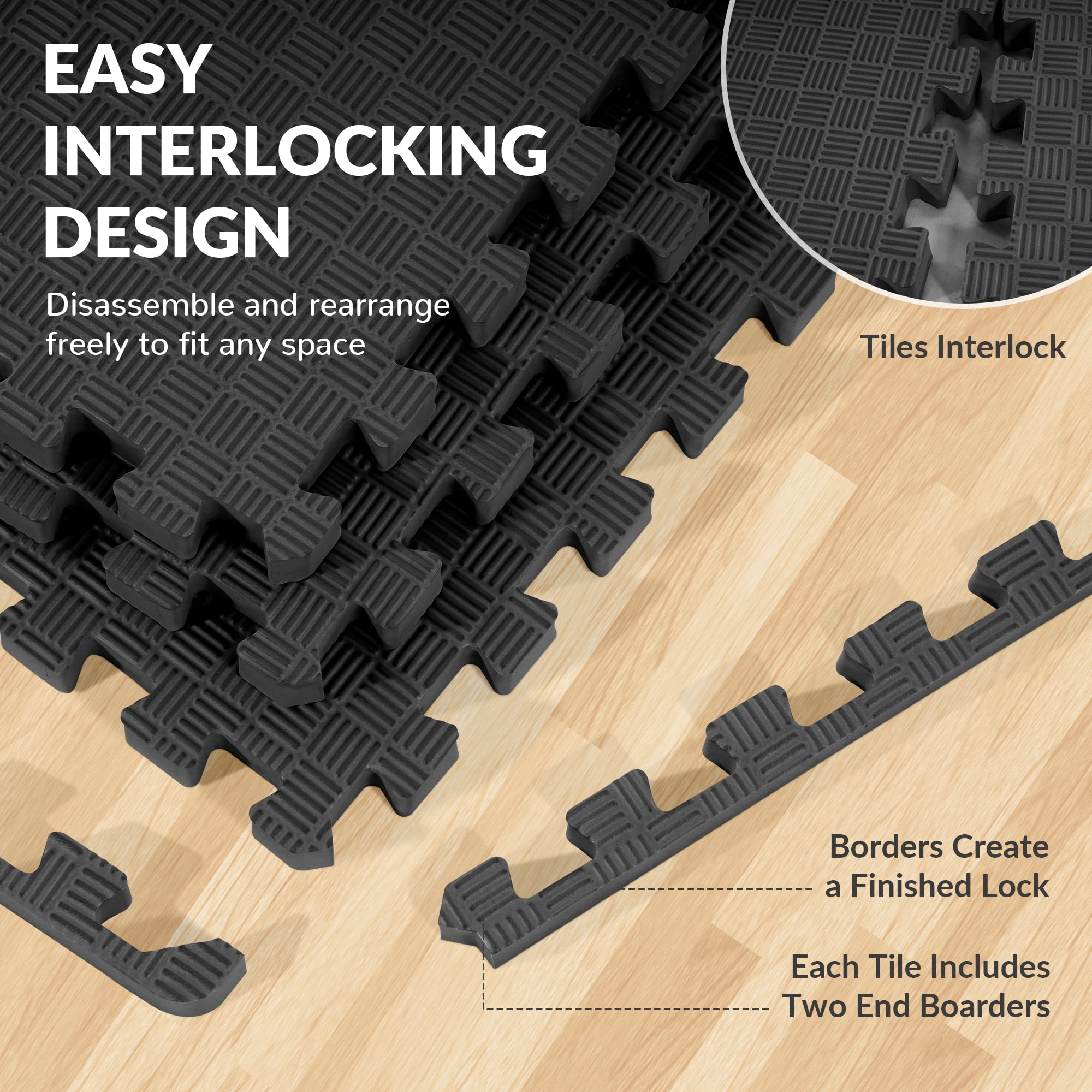 BalanceFrom EVA Foam Interlocking Floor Tiles, 63 × 63 cm, 1/2" 3/4" or 1" Thick, Anti-Slip Textured Mats in Multiple Colors, 6/12/24/36 Pack for Home Gym and Play Areas - Image 2