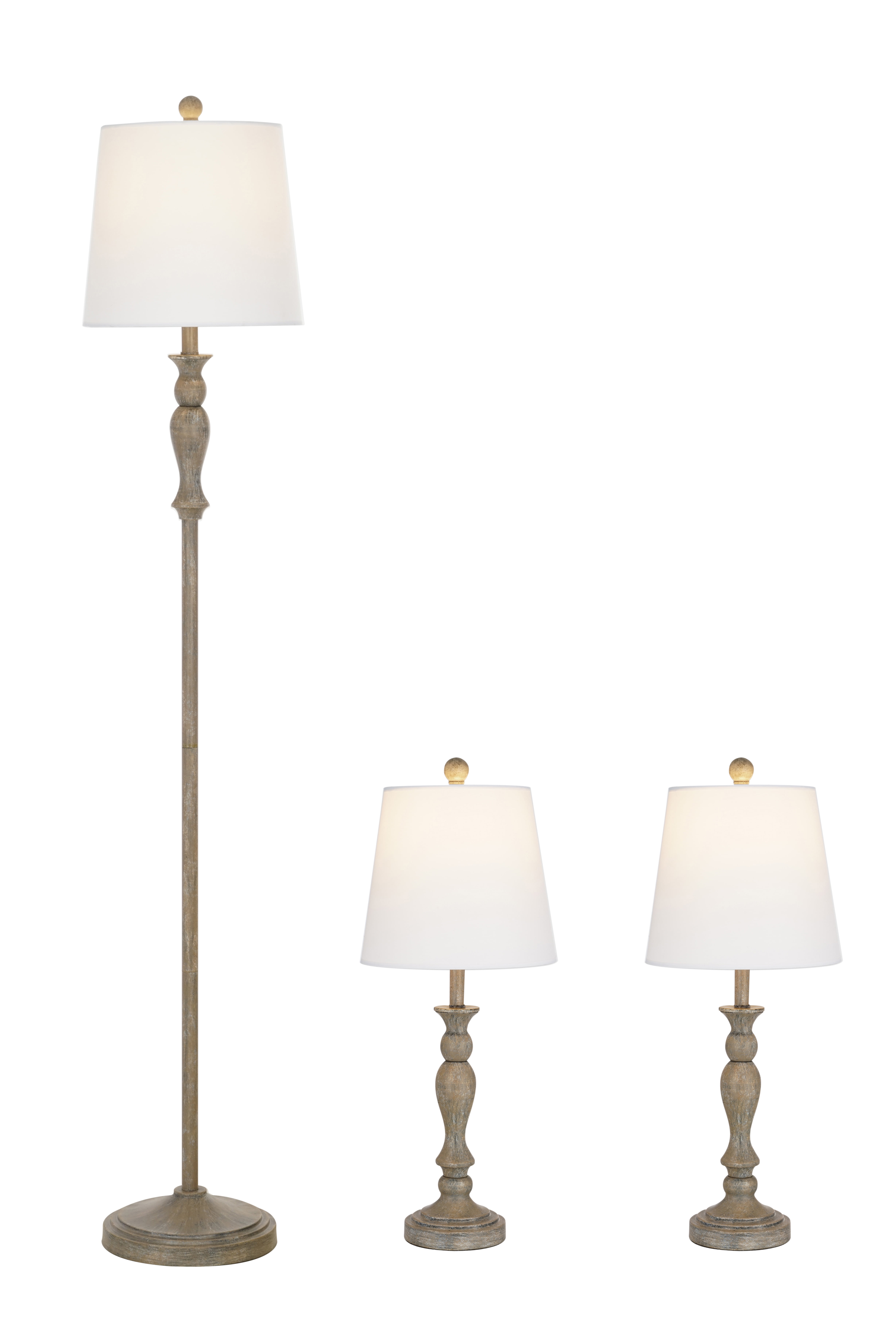 Better Homes & Gardens Modern Farmhouse 3-Pack Table and Floor Lamp Set, Wood Finish - Image 2