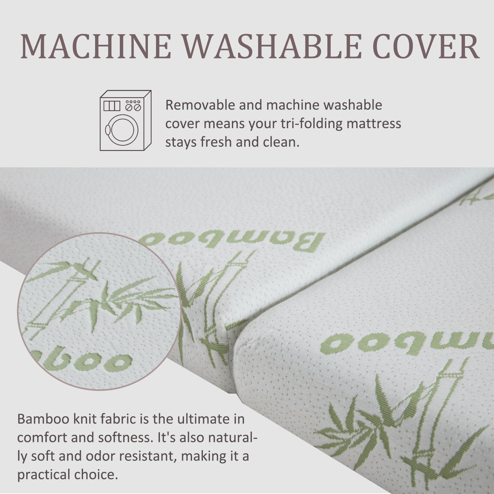 BDEUS Tri-Fold 4" Portable Memory Foam Mattress with Storage Bag - Image 4