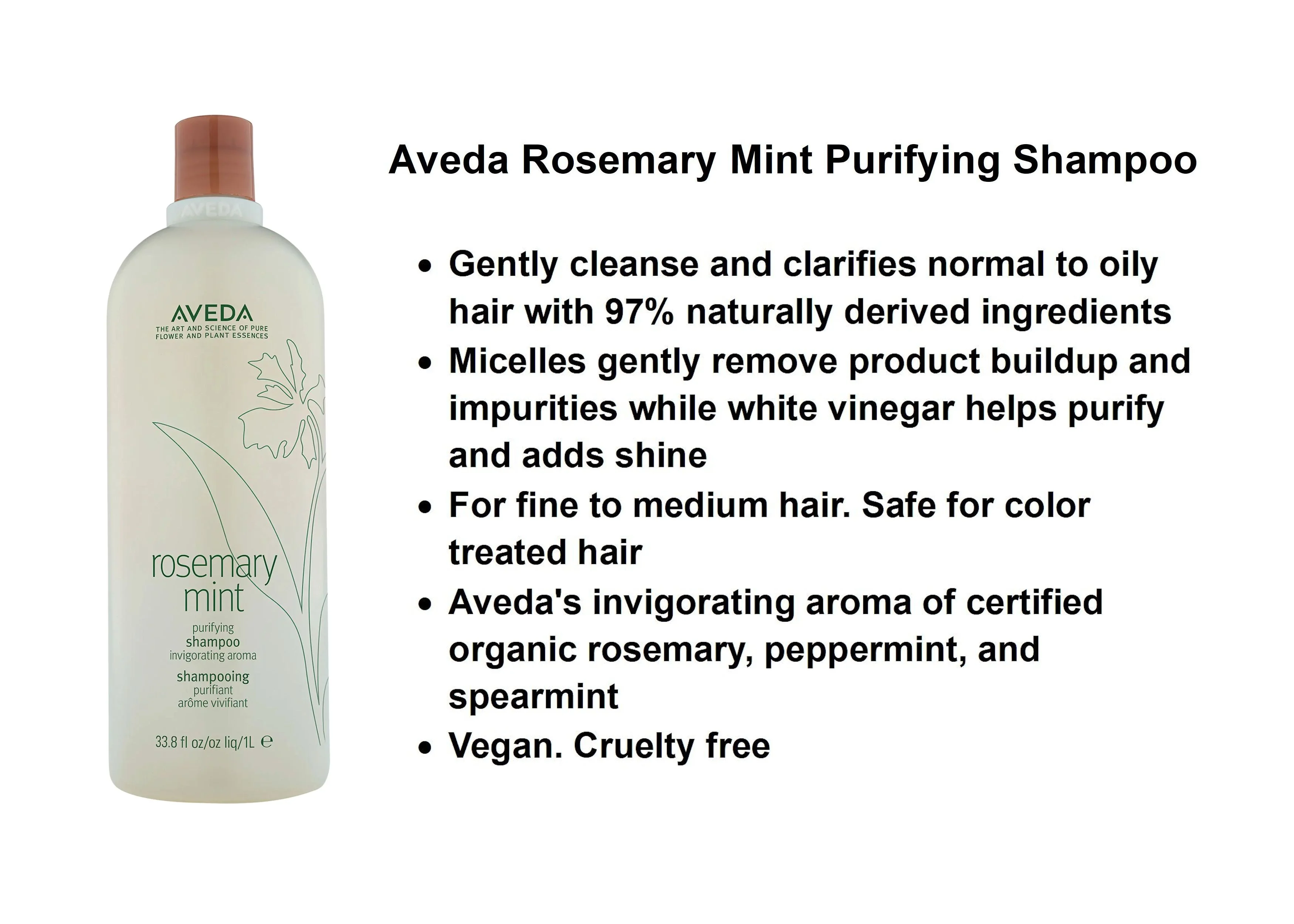 Aveda Rosemary Mint Purifying Shampoo with Pump 33.8 fl oz (1 tr) - Image 3