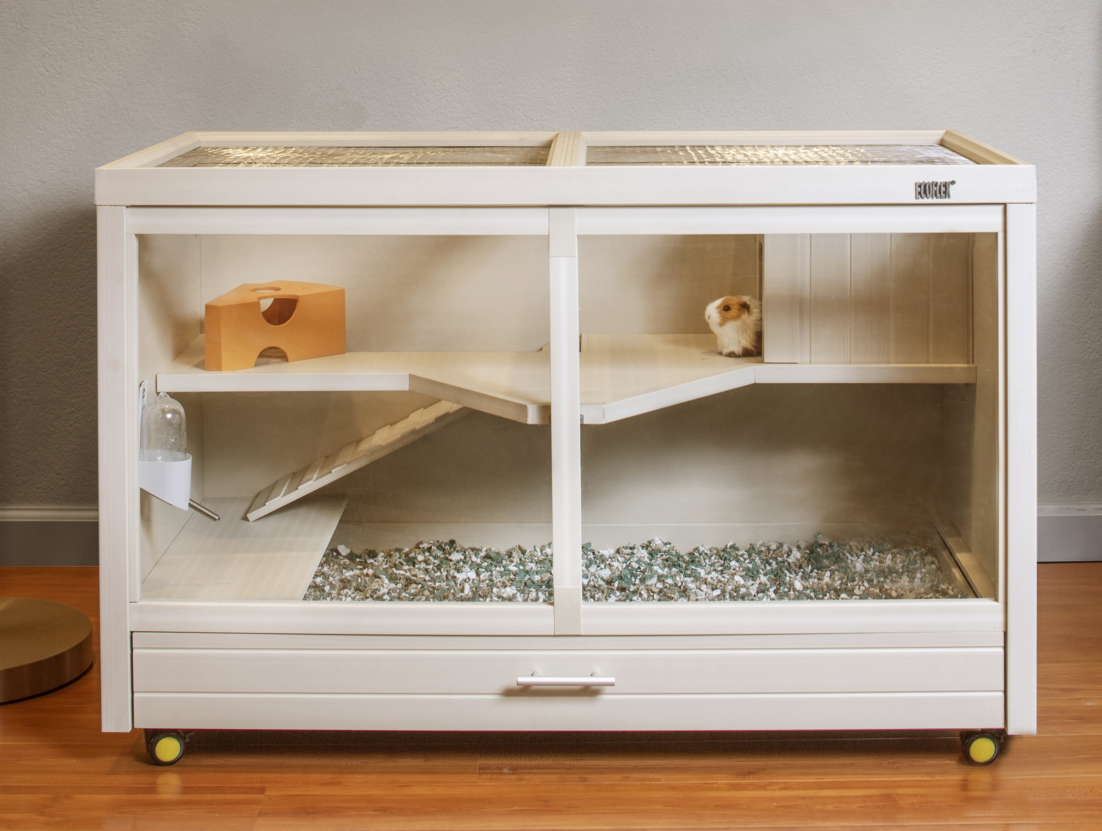 New Age Pet® ECOFLEX® Park Avenue Indoor Rabbit Hutch, Durable Wood Plastic Composite, Scratch Resistant Polycarbonate Panel, Stainless Steel Mesh Lid, Easy Assembly, Holds 2 Rabbits, Maple Finish - Image 7