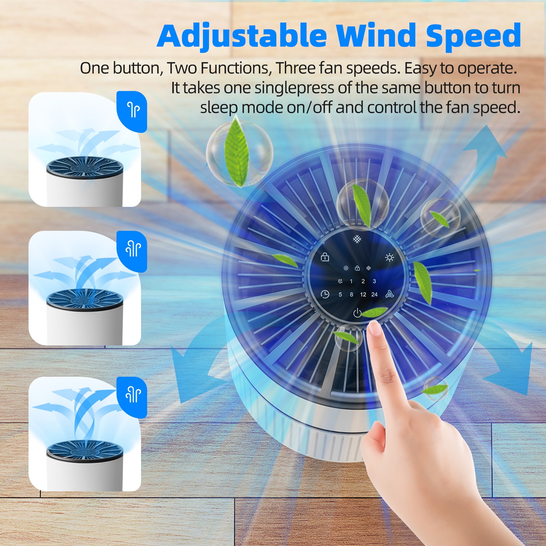 BREEZOME Air Purifier with 4-Stage Particle Filtration, up to 620 Sq. ft, Mis-touch design, Timer, True HEPA Air Purifier for Large Rooms, White - Image 5