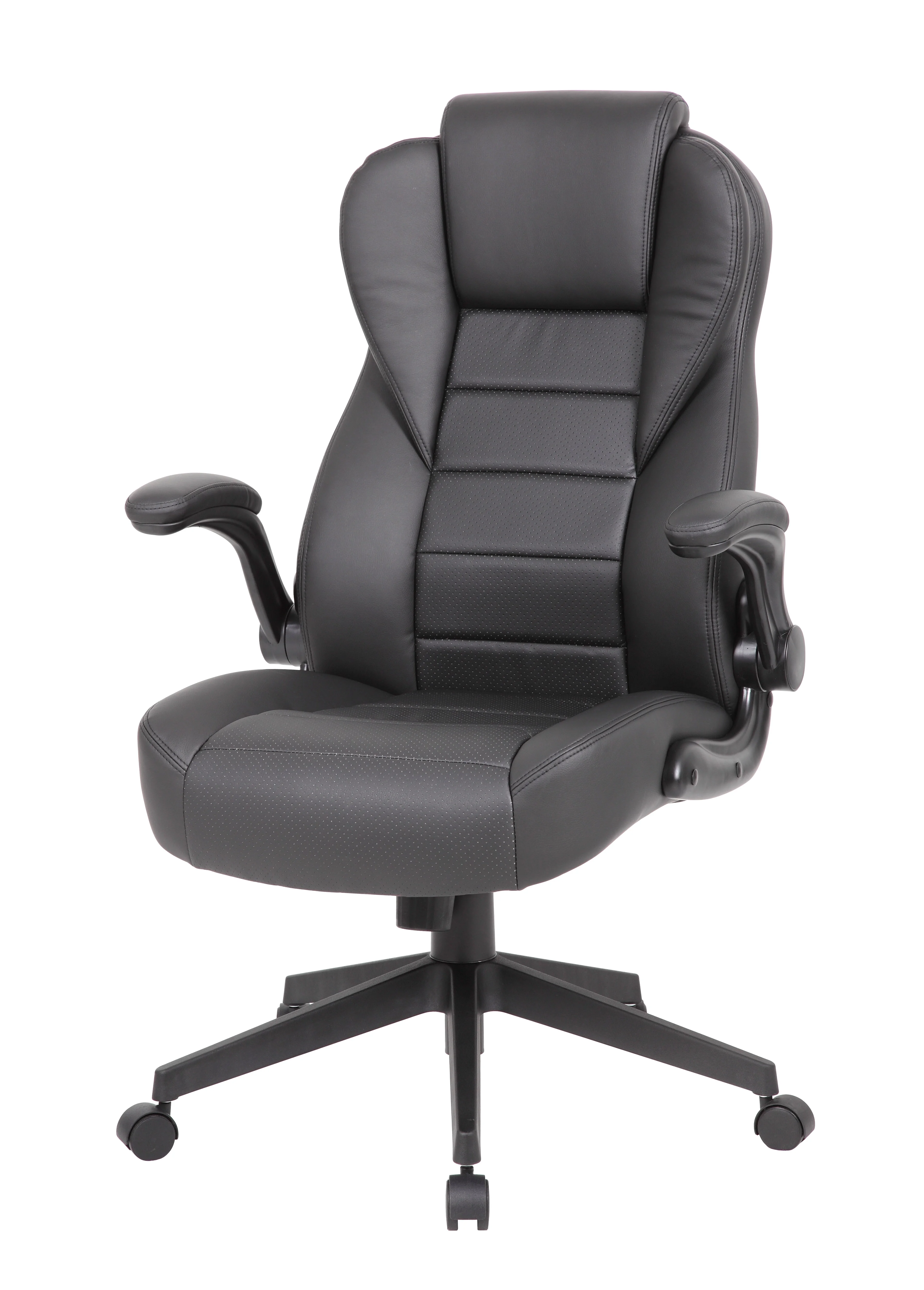 Boss Office Products High Back Flip Arm Vinyl Executive Chair in Black - Image 7