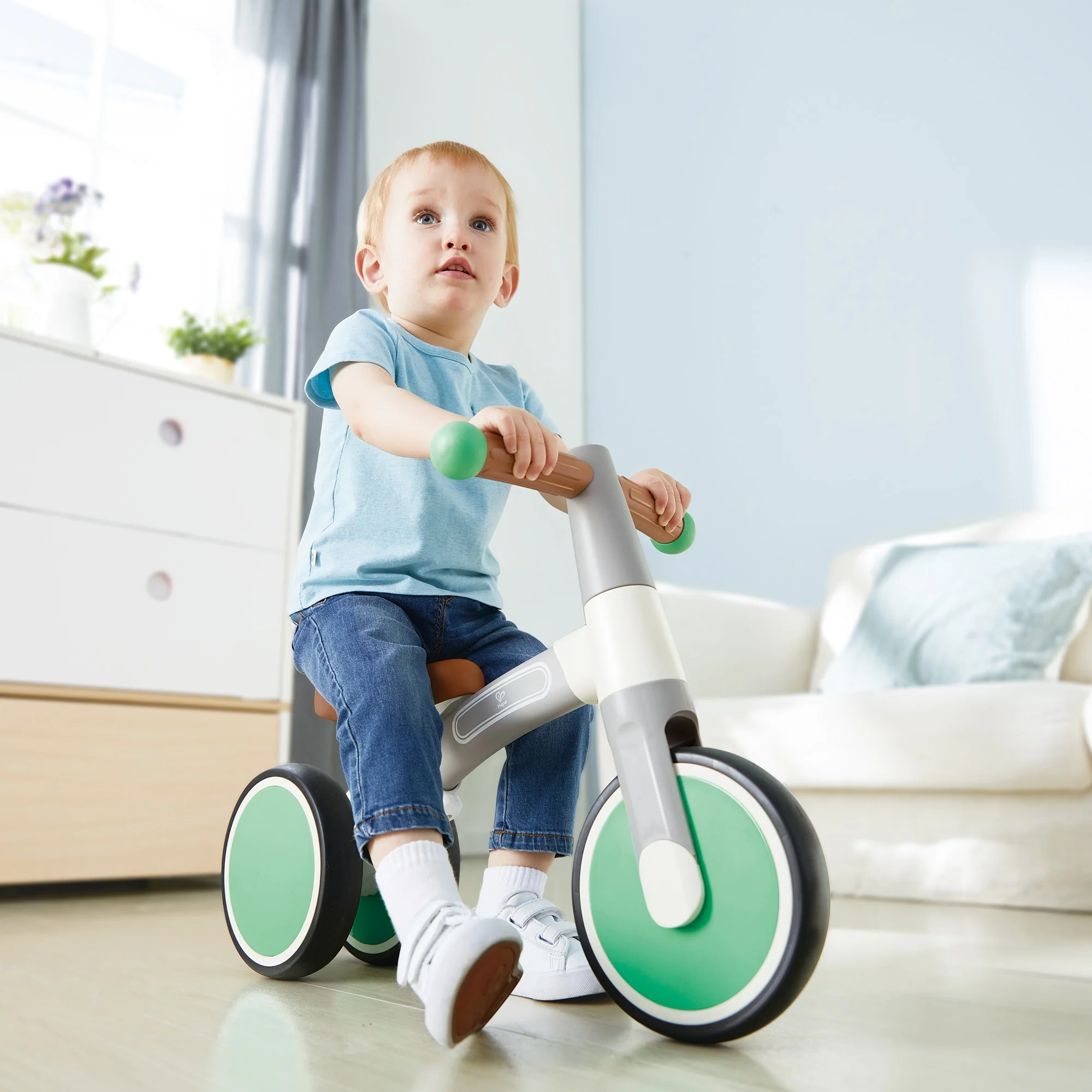 Hape: First Ride Balance Bike - Light Green - Lightweight 3 Wheeled Tricycle, Adjustable Position, Foam Wheels, Learn To Ride, Kids & Toddlers 18mo+ - Image 2