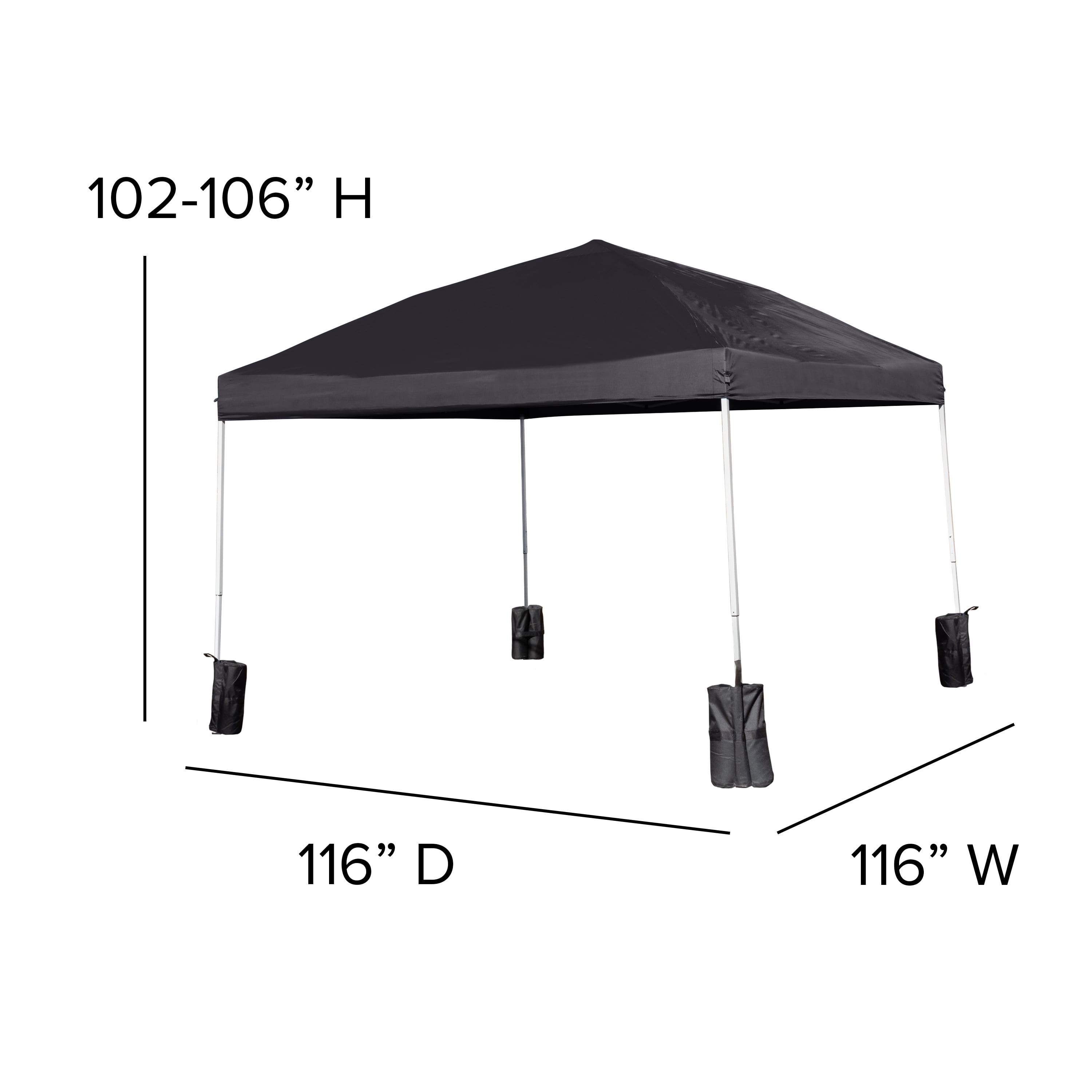 Flash Furniture Harris Collection 10' x 10' Black Pop Up Canopy Tent with Sandbags - Image 7