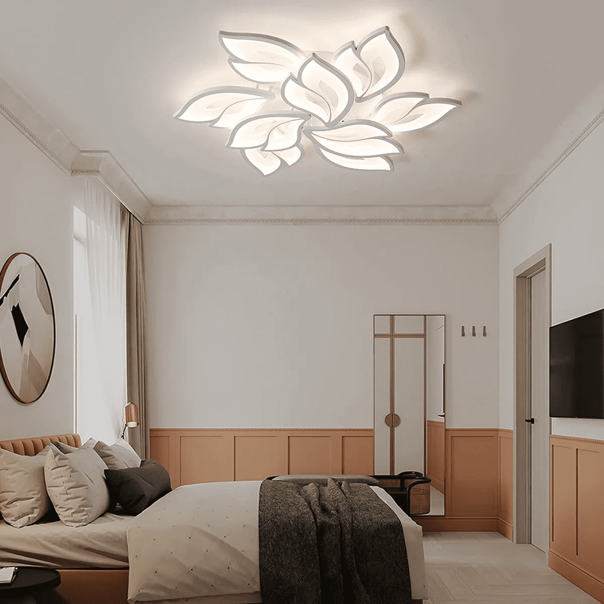 Garwarm Modern Ceiling Light, 29.5in Dimmable LED Flush Mount Ceiling Lamp, 75W Acrylic Sahde Ceiling Chandelier Lighting Fixture with Remote Control for Living Dining Room Bedroom - Image 3