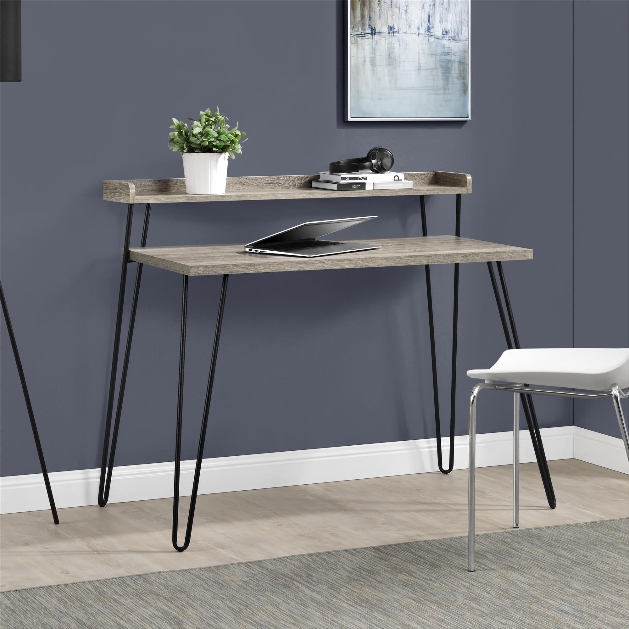 Mainstays Griffin Retro Computer Desk with Riser, Distressed Gray Oak - Image 5