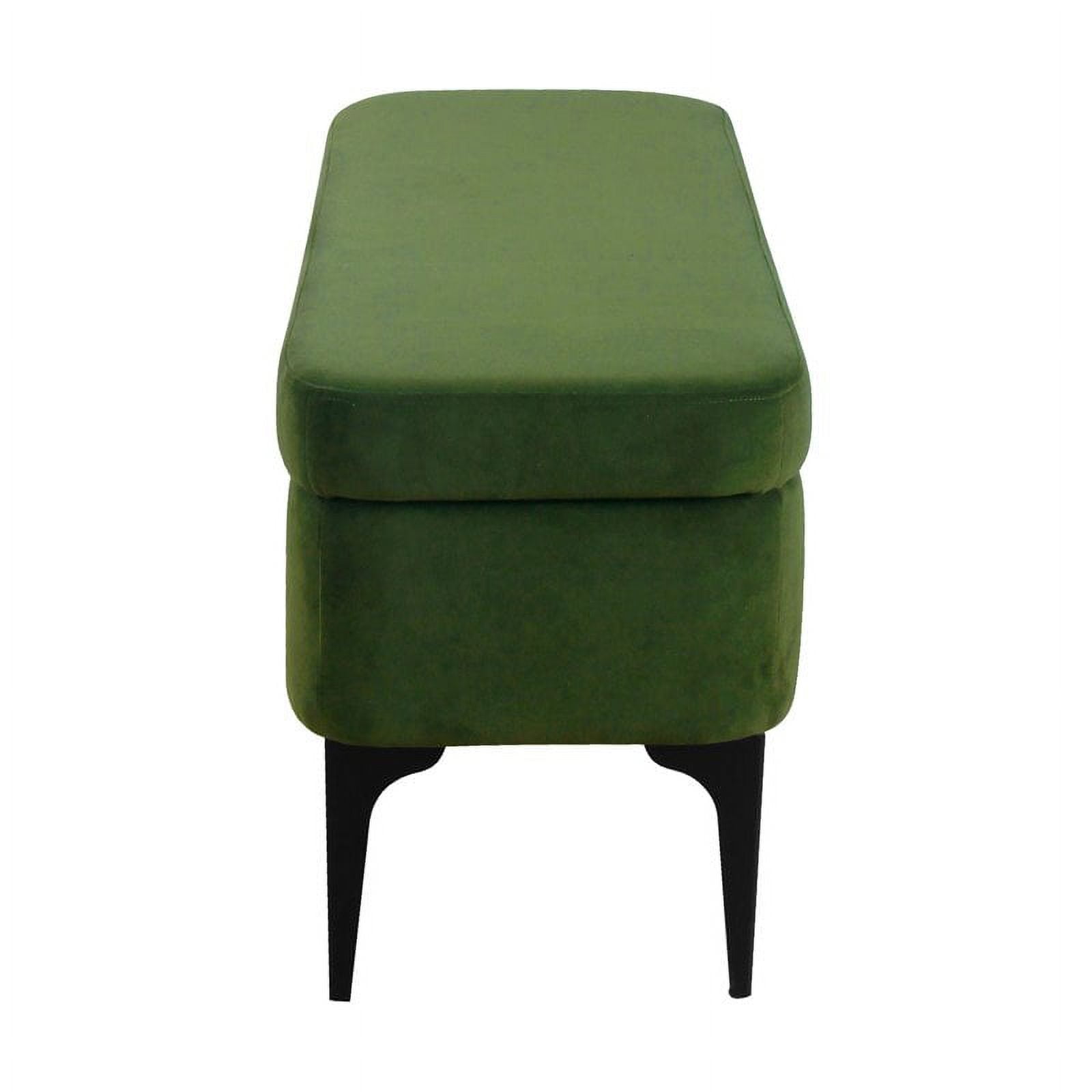HomePop Large Modern Storage Bench with Metal Legs, 42"W x 14.5"D x 17.5"H, Green Velvet - Image 5