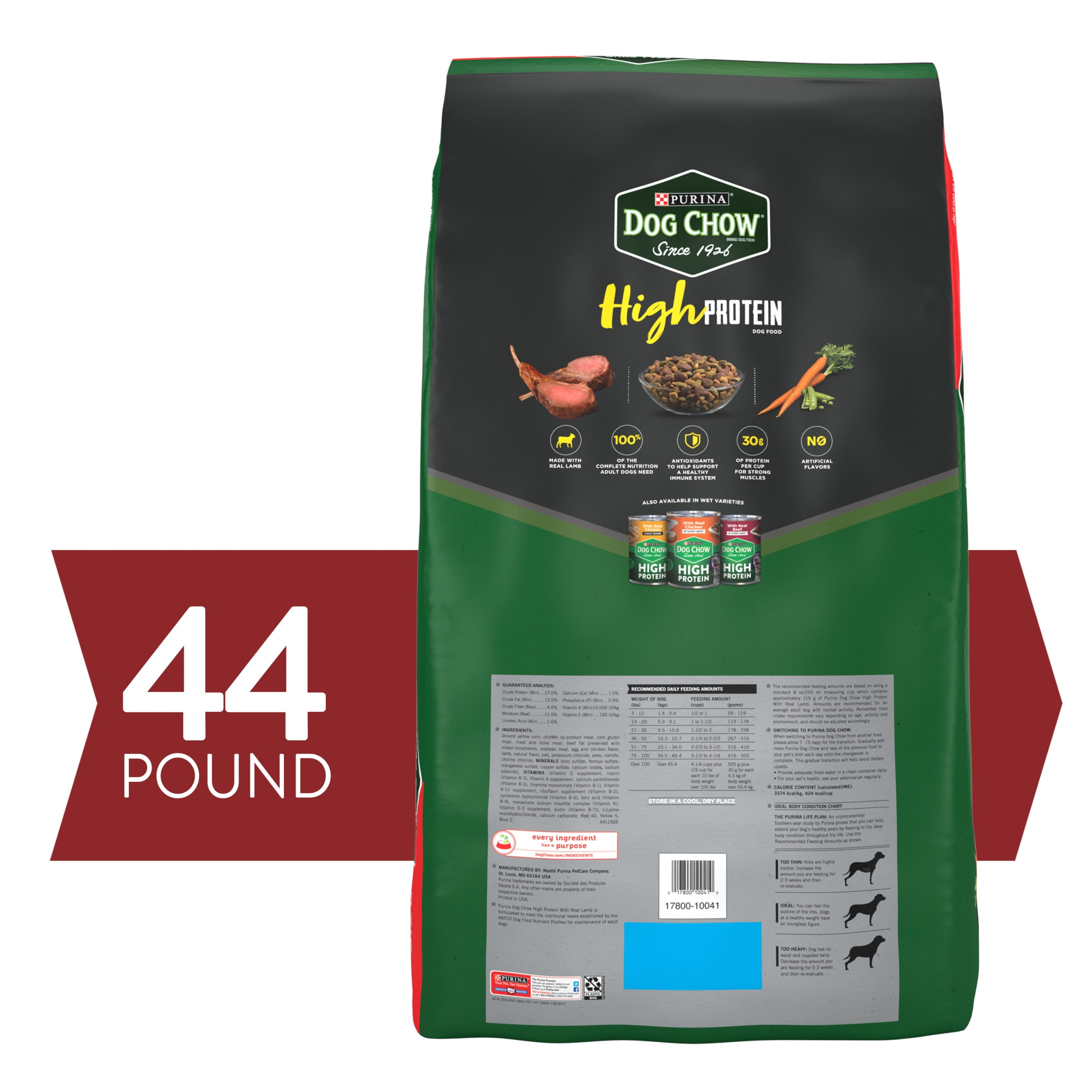Purina Dog Chow High Protein Adult Dry Dog Food, Real Lamb & Beef, 44 lb Bag - Image 4