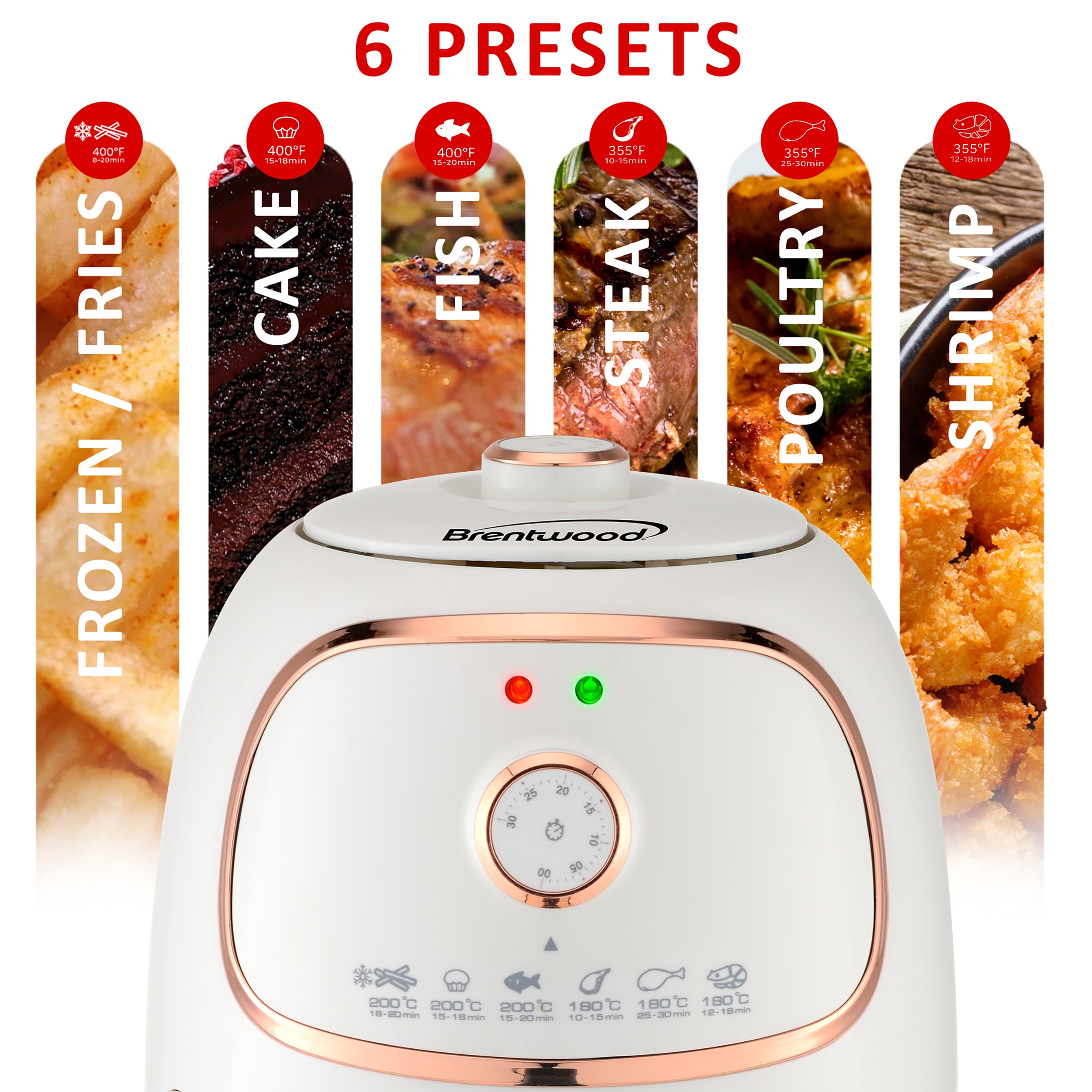 Brentwood 2-Qt. 1,200-Watt Electric Air Fryer with Timer and Temperature Control (White) - Image 3
