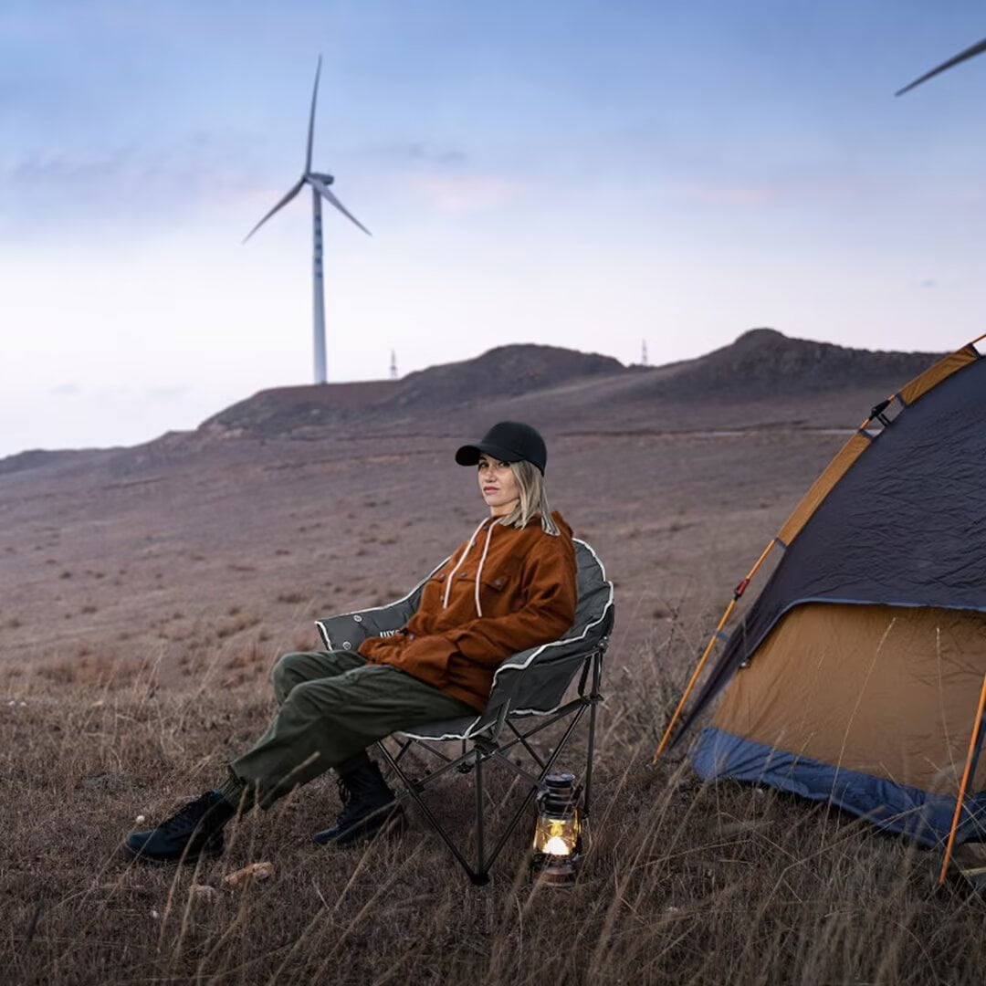 NAIZEA Oversized Heated Camping Chair, Patio Lounge Chairs with 3 Heat Levels, Portable Folding Heated Chair Round Moon Saucer Folding Lawn Chair Outdoor Chair for Camping, Lounge Patio - Image 6