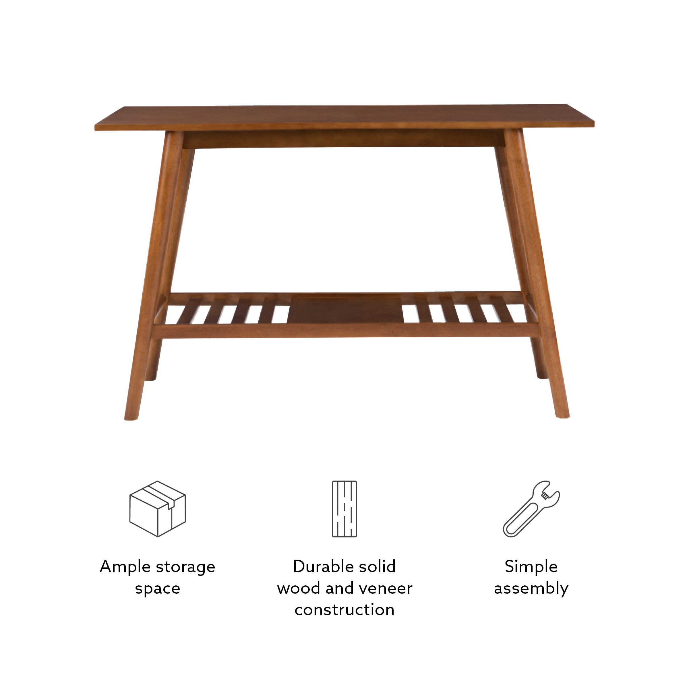 Linon Ashville Mid-Century Indoor Console Table, Walnut - Image 4