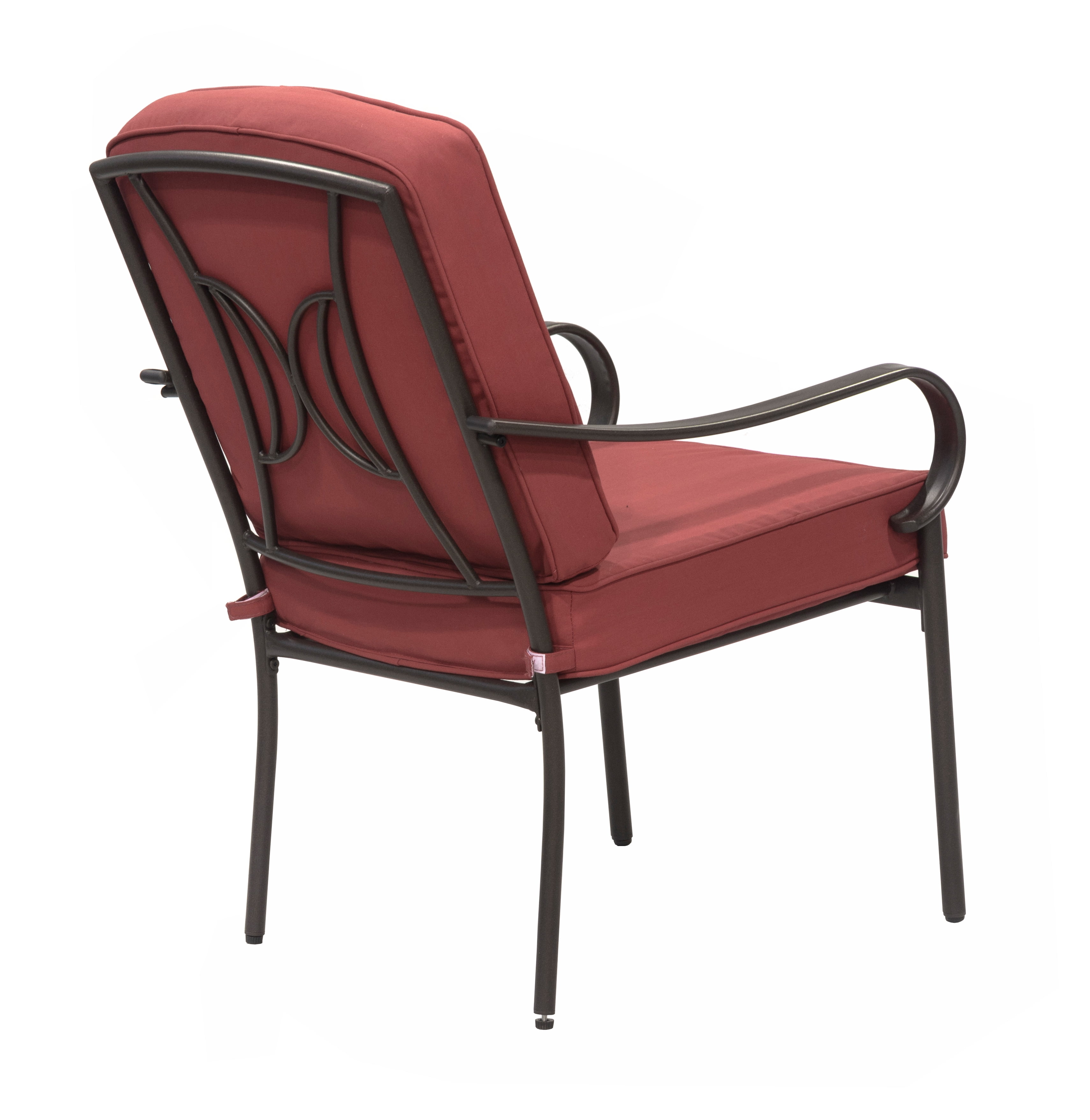 Outdoor Patio Garden Furniture Augusta 5-Piece Dining Set with 4 Cushioned Chairs, 1 Square Dining Table - Red - Image 7