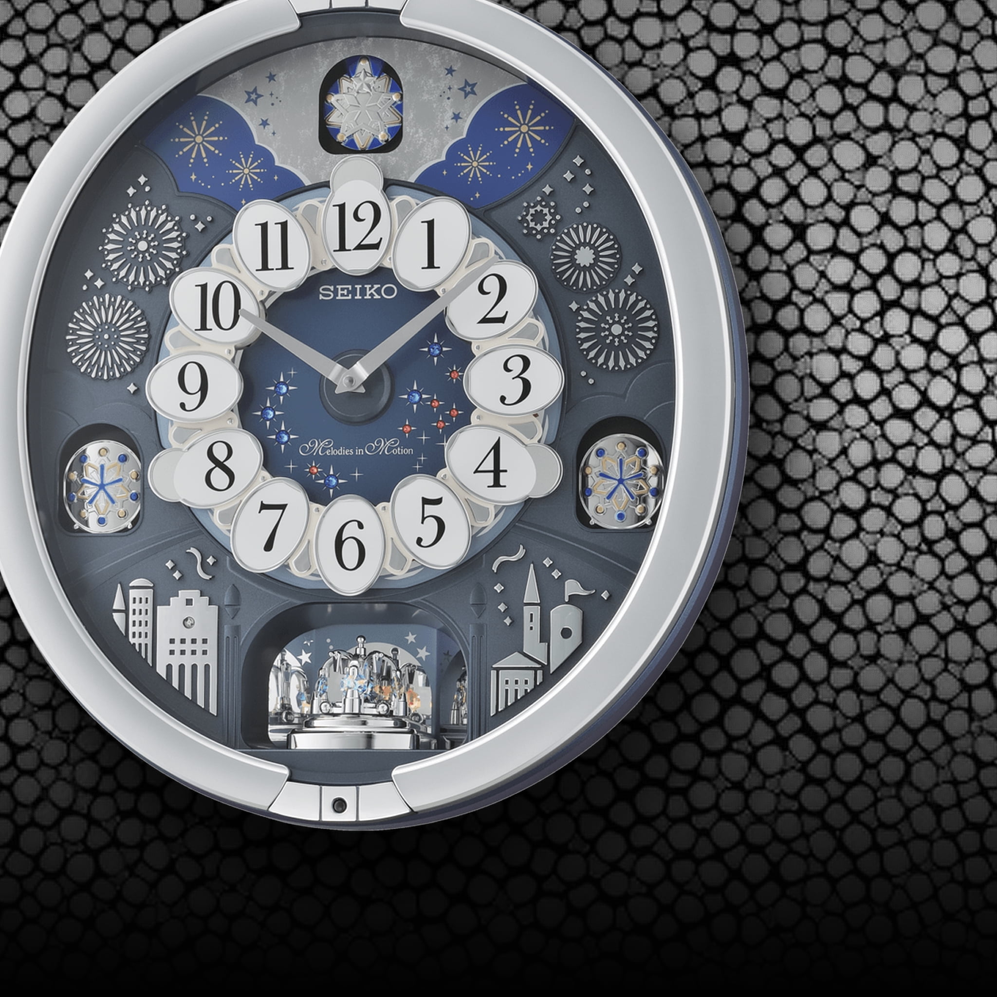 Seiko Glittering Starry Night Melodies in Motion Musical Clock, Quartz, Analog, QXM379SRH - Image 4