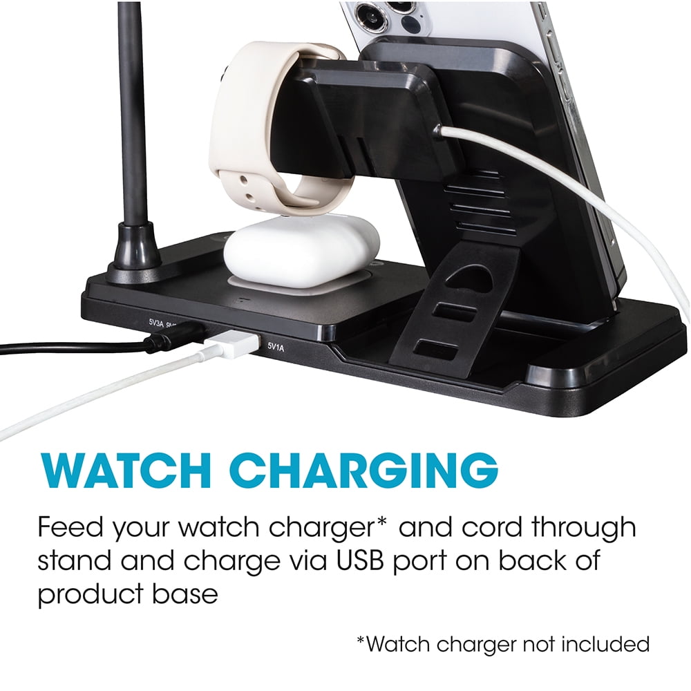 OttLite LED Desk Light with Multi-Device Charging Station, Black - Image 4