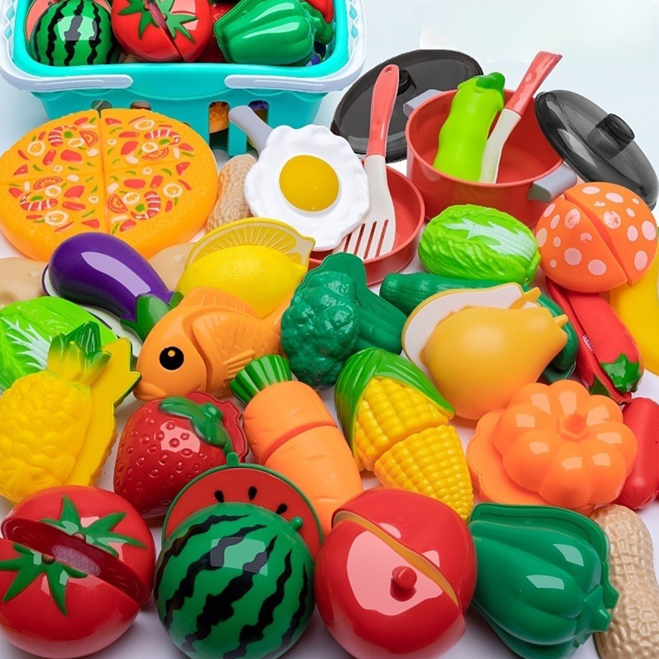 KOPPOP 36-Piece Play Food Toy Set for Toddlers, Pretend Kitchen Accessories with Cutting Fruits & Vegetables - Image 7