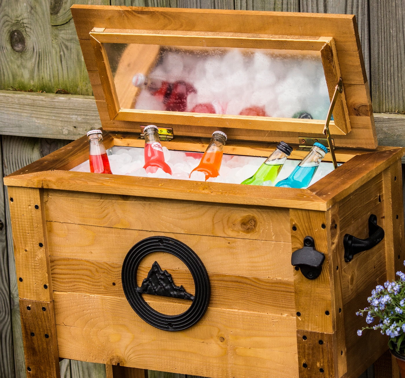 Backyard Expressions Outdoor Patio 45QT Ice Chest Cooler Beverage Cart, Rustic Brown - Image 7