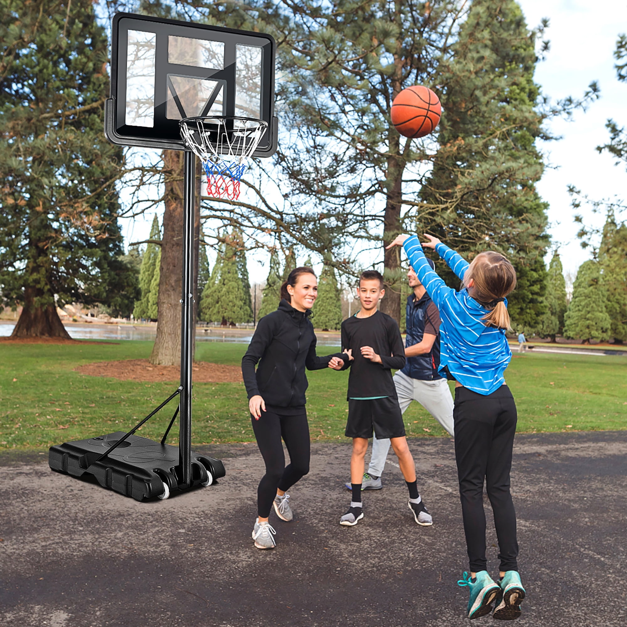 Costway 4.5'-10' Adjustable Height Shatterproof Outdoor Portable Basketball System (Adult) - Image 2