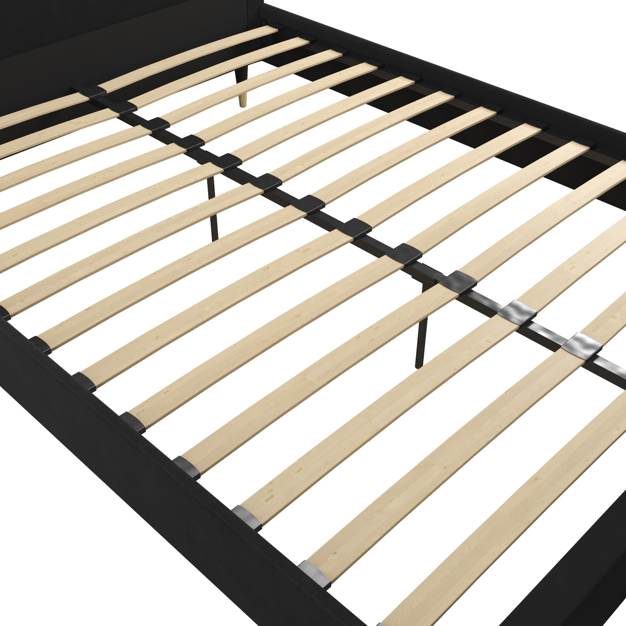 CosmoLiving by Cosmopolitan Audrey Upholstered Bed, Black Velvet, Queen - Image 9