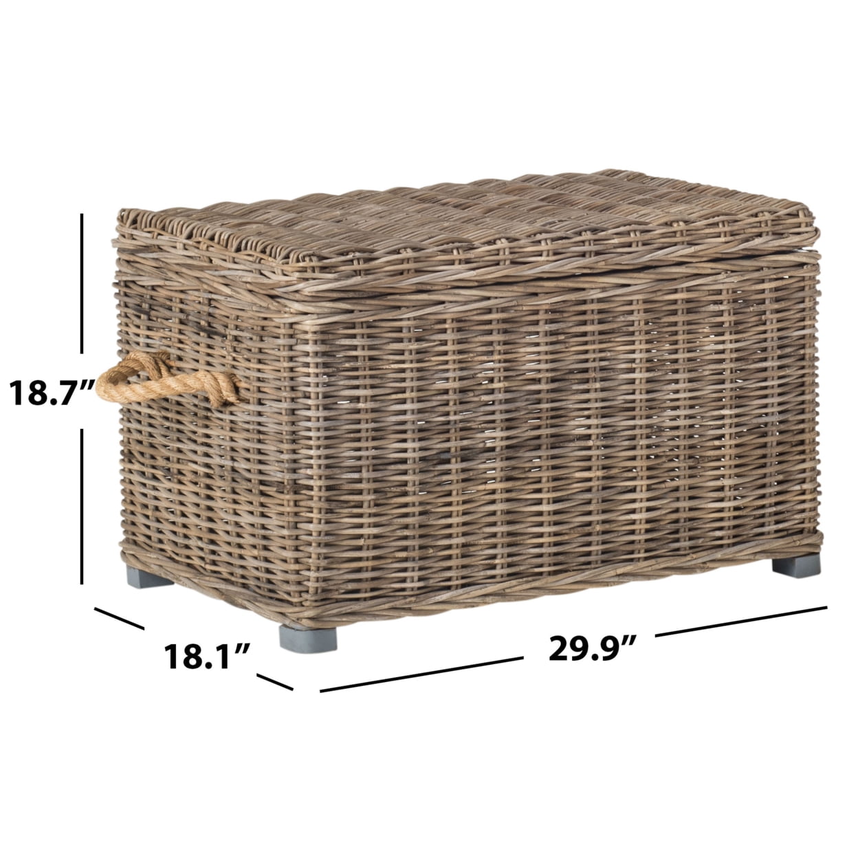 Safavieh Salim Nautical Storage Wicker Trunk with Handle - Image 5