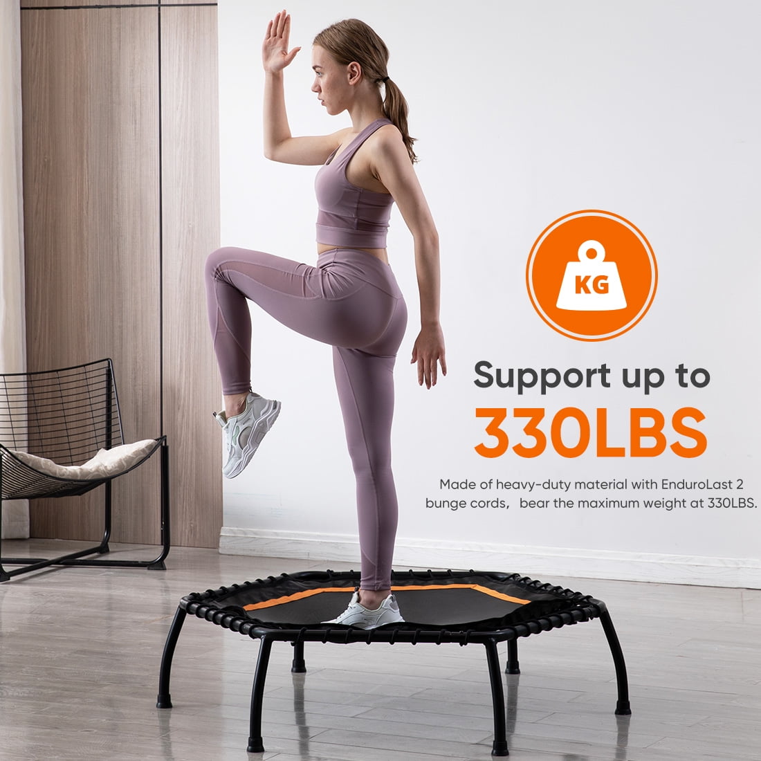 Zupapa 45in Fitness Trampoline, Indoor Rebounder for Adults, Max Limit 330 lbs - Image 5