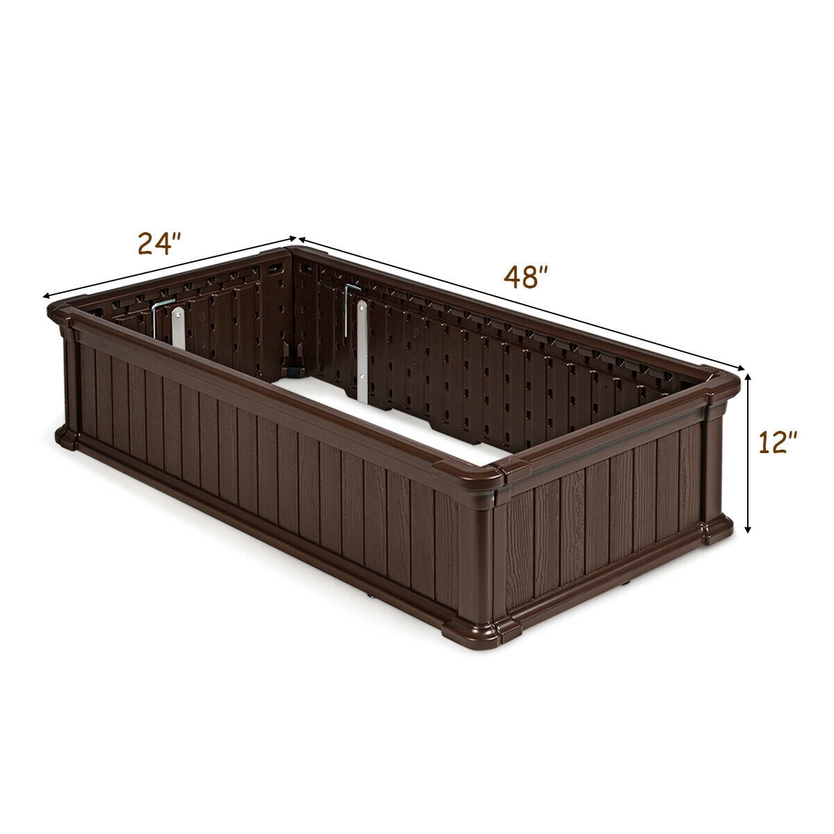 Gymax 48''x24'' Raised Garden Bed Rectangle Plant Box Planter Flower Vegetable Brown - Image 10