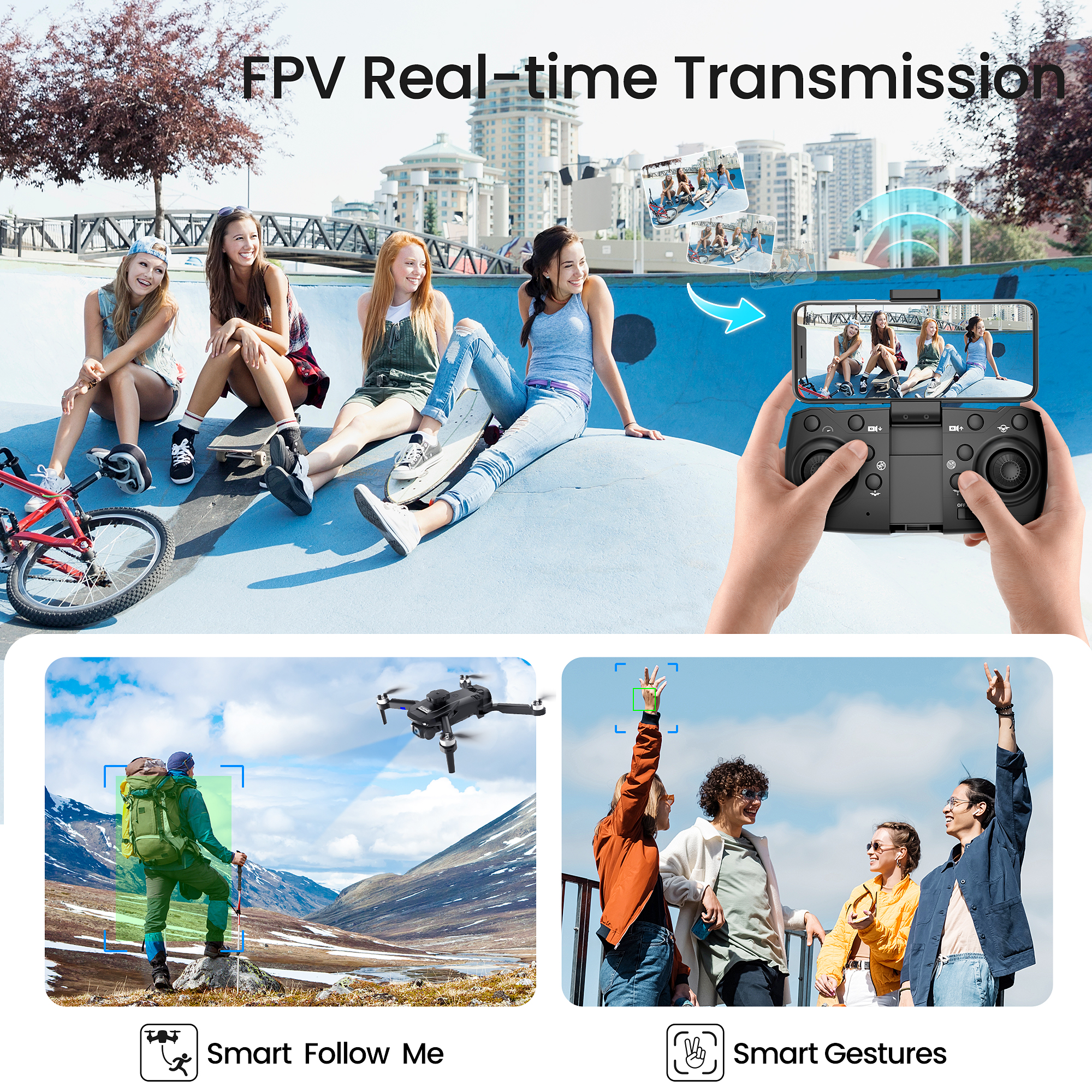 F196 Drone with 6K HD Camera, Brushless Motors, Optical Flow Sensor & Obstacle Avoidance, 3 Batteries, Black - Image 9