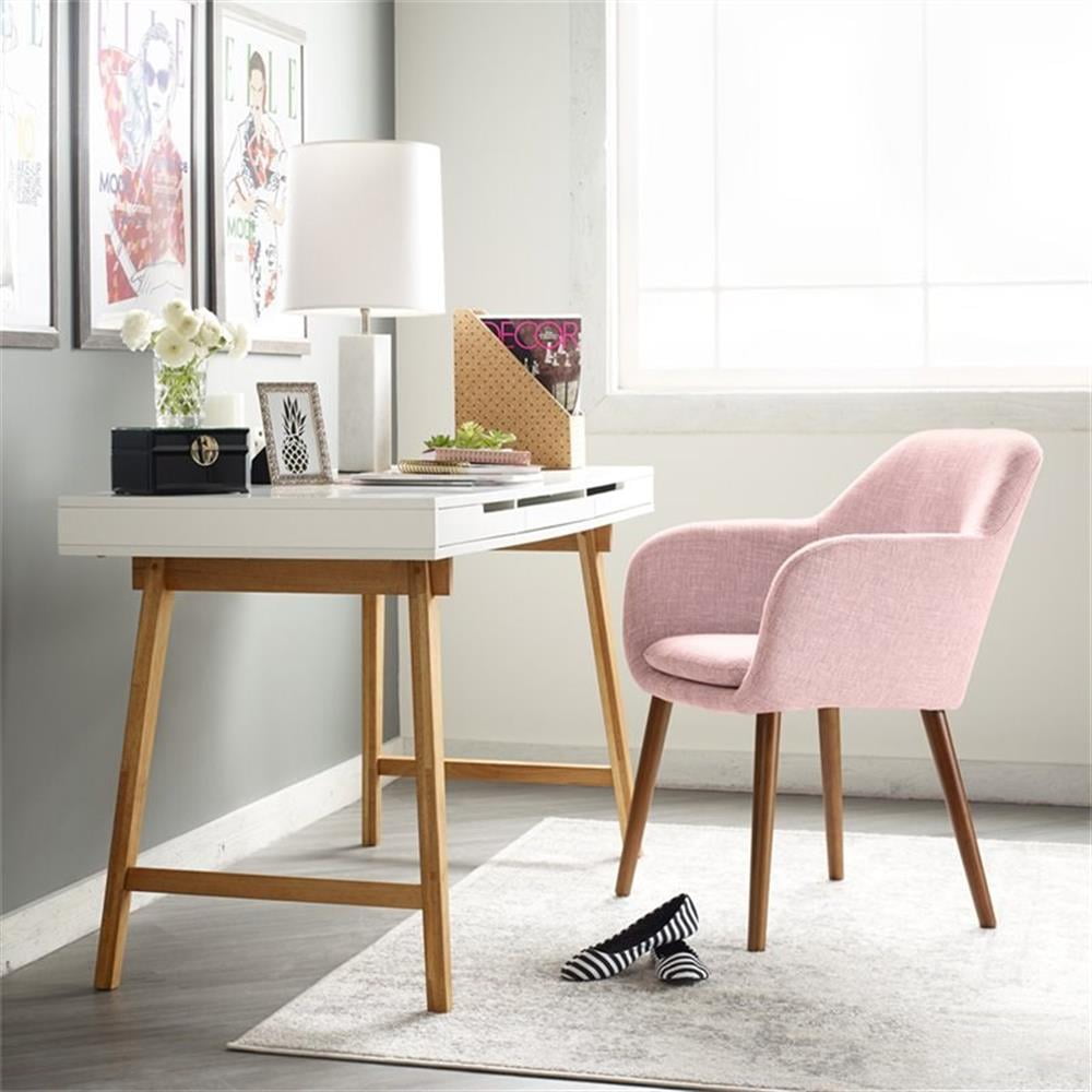 Adore Decor Roux Mid-Century Modern Fabric Accent Chair with Arms Blush Pink - Image 7