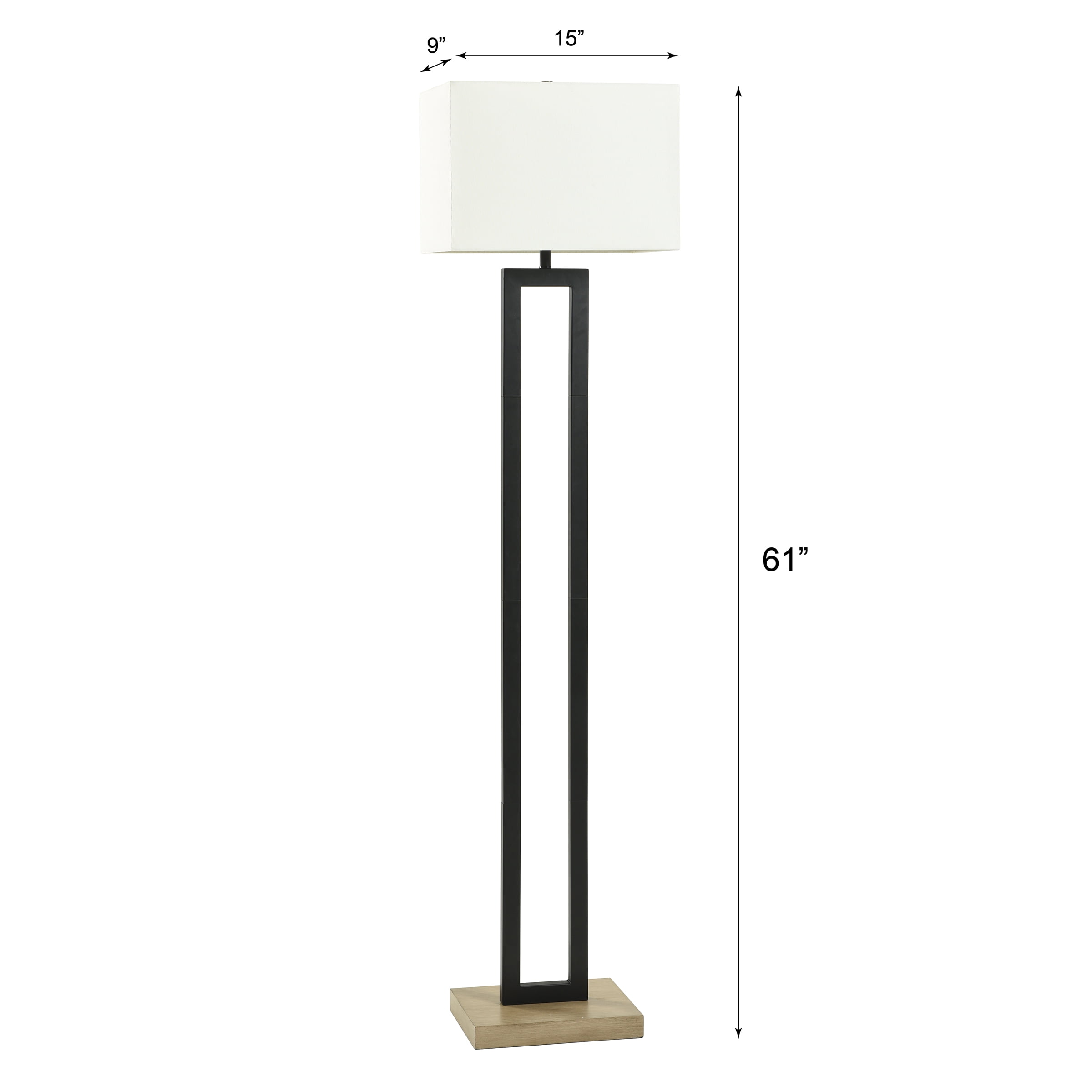 Better Homes & Gardens 61"H Metal Windowpane Floor Lamp, Black Finish with Faux Wood Base - Image 6