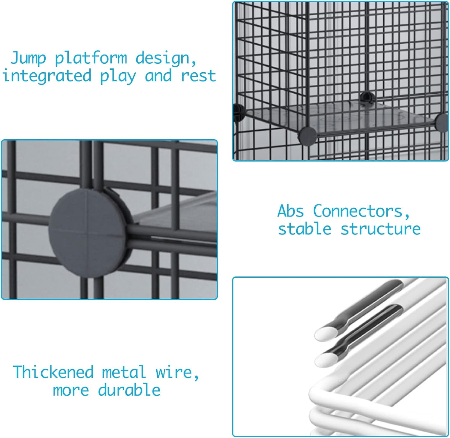 DIY Cat Cage Detachable Metal Wire Enclosure with Two Ladders, Kennels Playpen, Crate Large Exercise Place for 1-4 Cat - Image 3