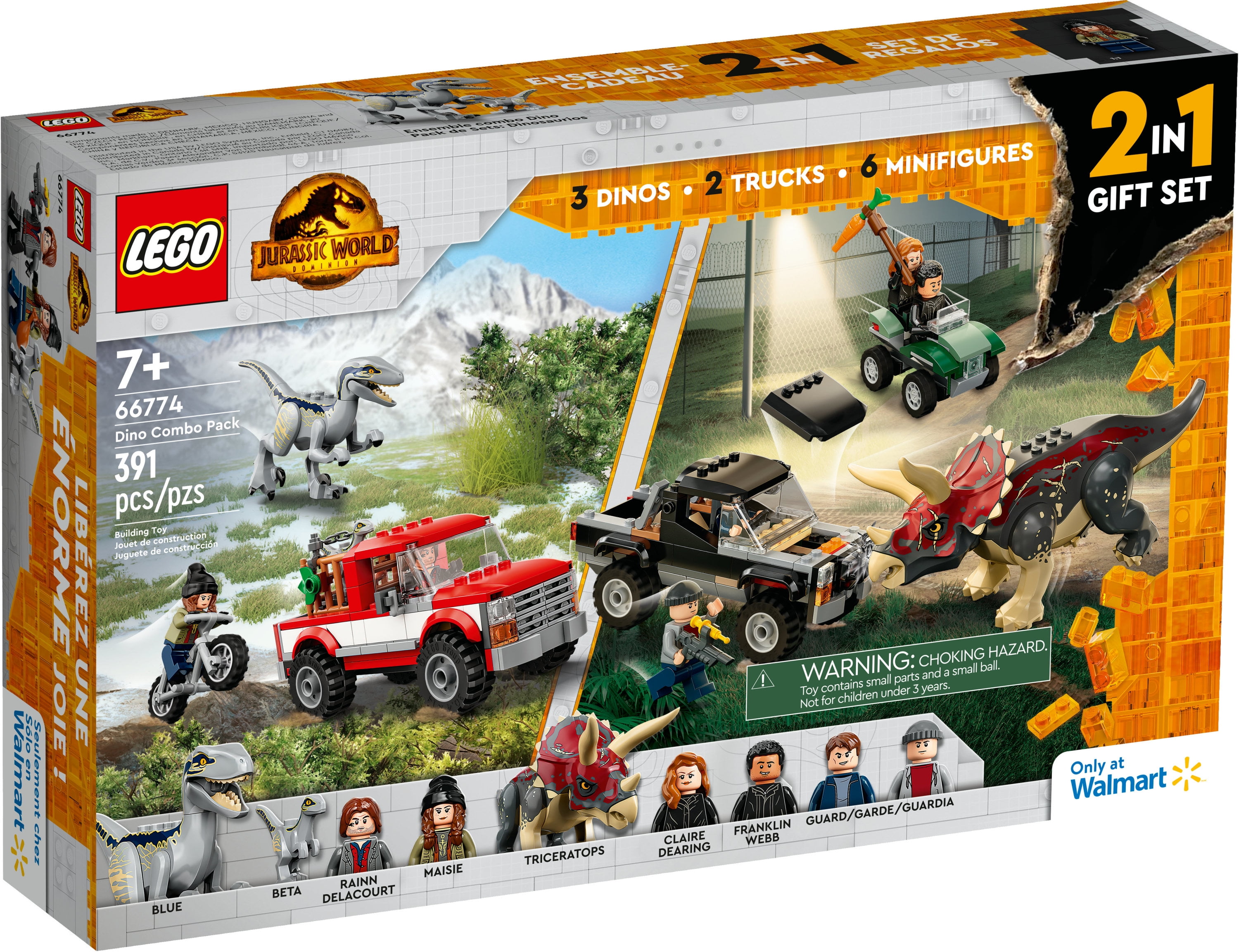 LEGO Jurassic World Dino Combo Pack 66774 Toy Value Pack, 2 in 1 Triceratops and Velociraptor Gift Set, Jurassic World Toy with Dinosaur and Truck Toys, Christmas Gift for Kids Ages 7 and Up - Image 2
