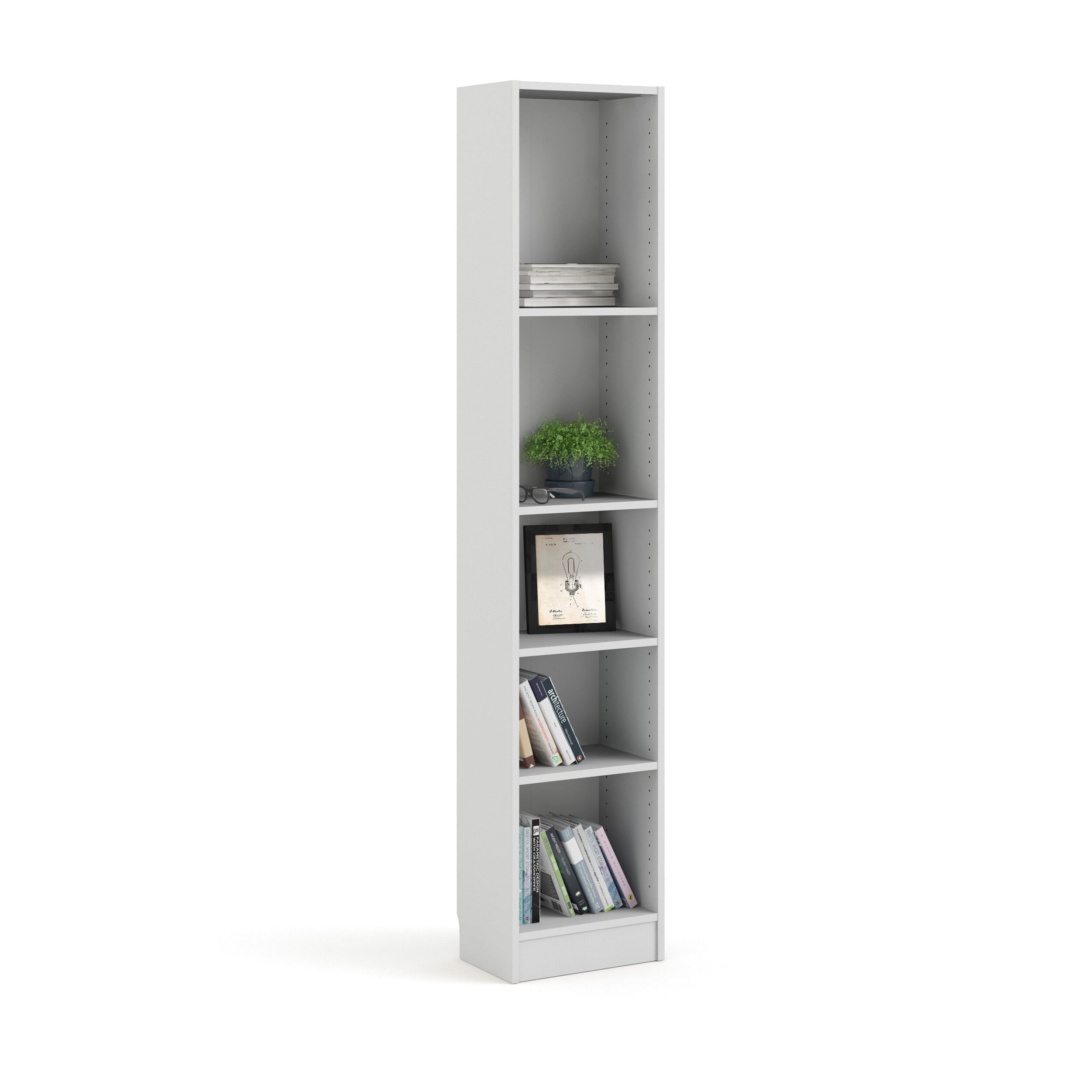 Tvilum Element Tall Narrow 5-Shelf Office Bookcase for Adults, White - Image 7