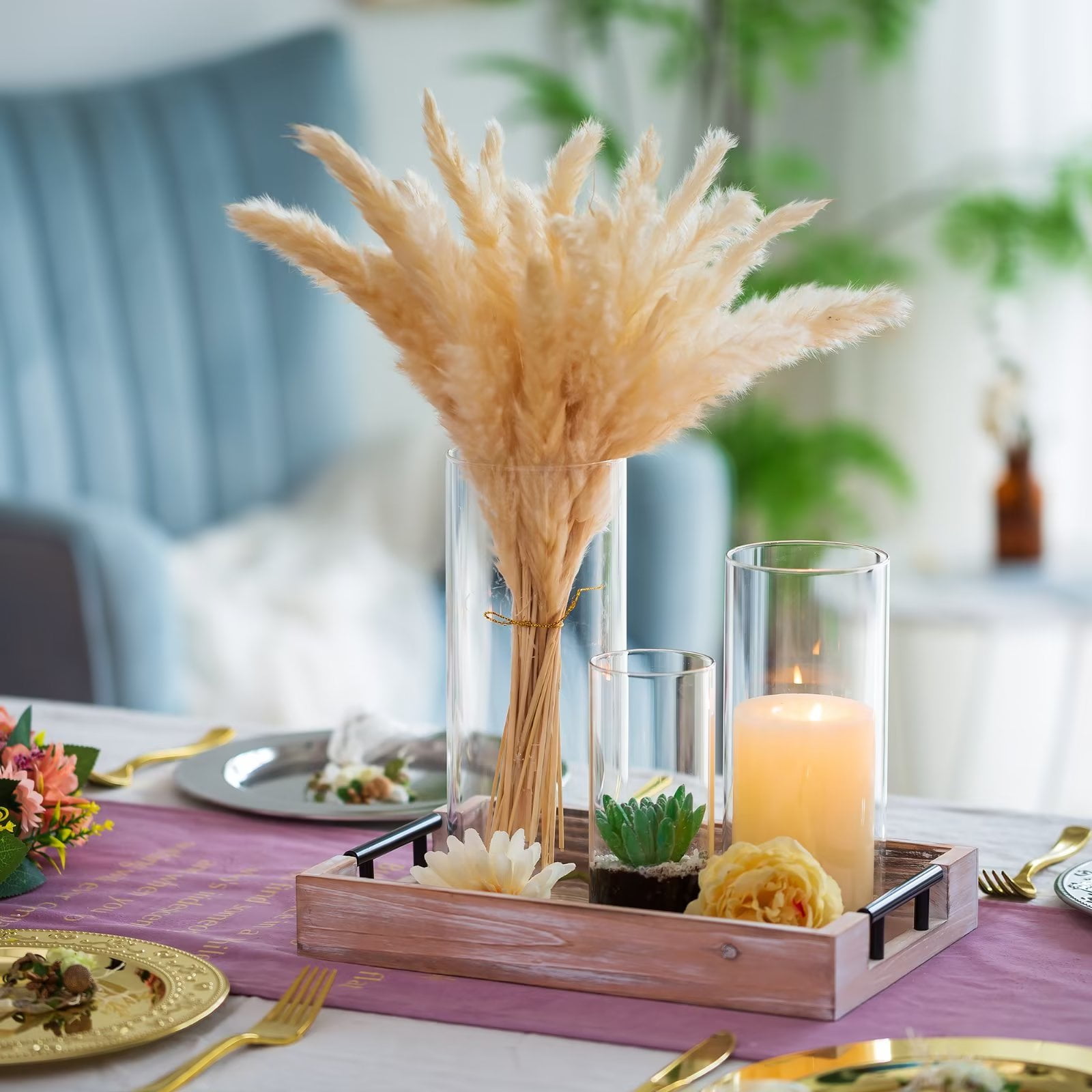 Glasseam Set of 12 Clear Glass Cylinder Vases Hurricane Pillar Candle Holders, 6", 8" & 10" - Image 4