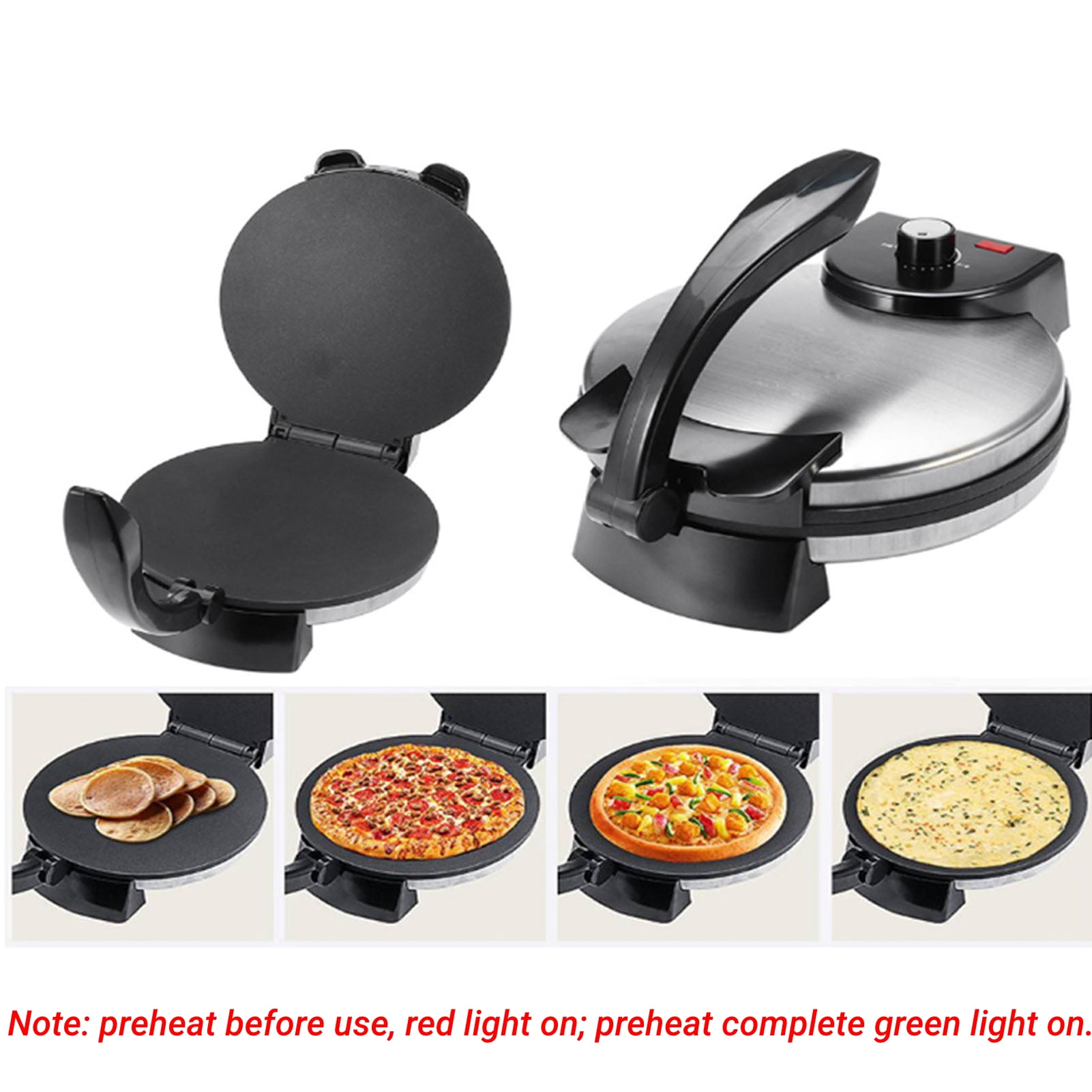 Roti Maker Machine, Stainless Steel Non-Stick Electric Tortilla Maker, 10-inch - Image 2
