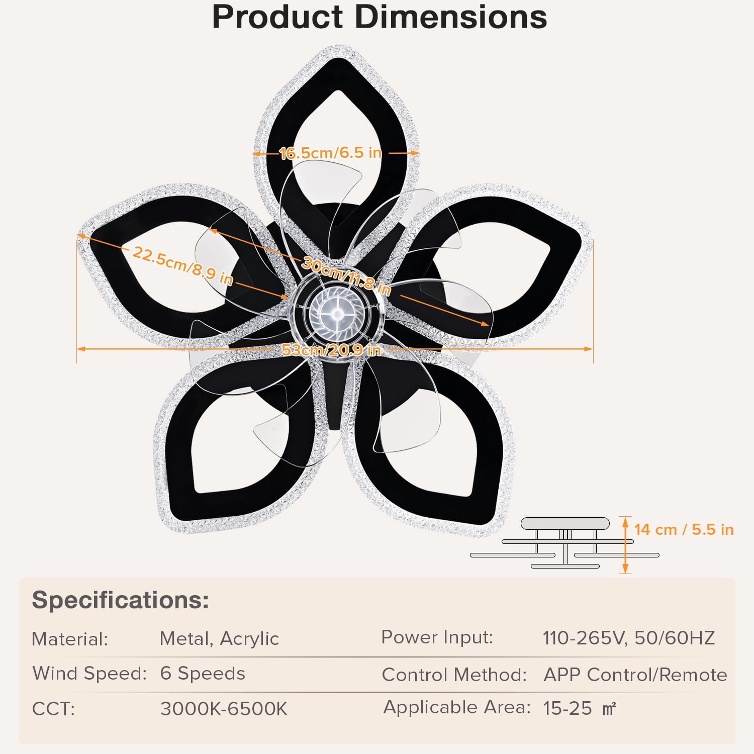 Ceiling Fan Light and Remote FIMEI Ceiling Light with Fan 3 Colors 6 Wind Levels - Image 10