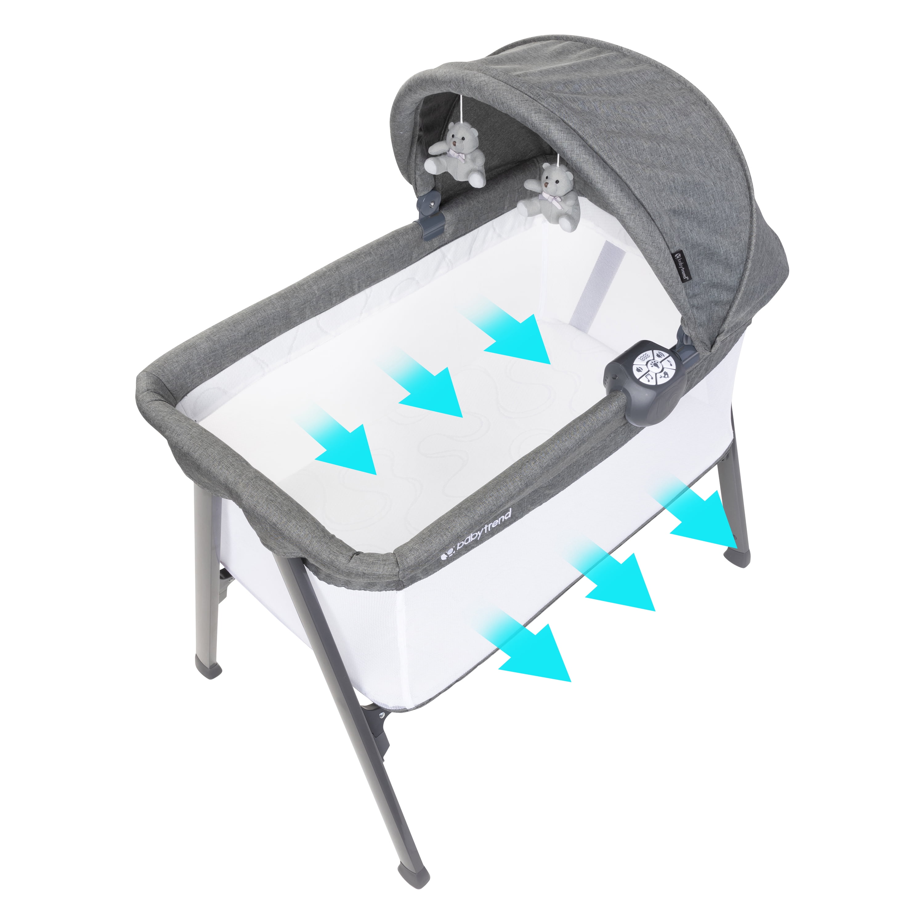 Baby Trend Lil Snooze Large Bassinet PLUS (With Canopy, Hang Toys, Vibrations, Melodies) - Image 9